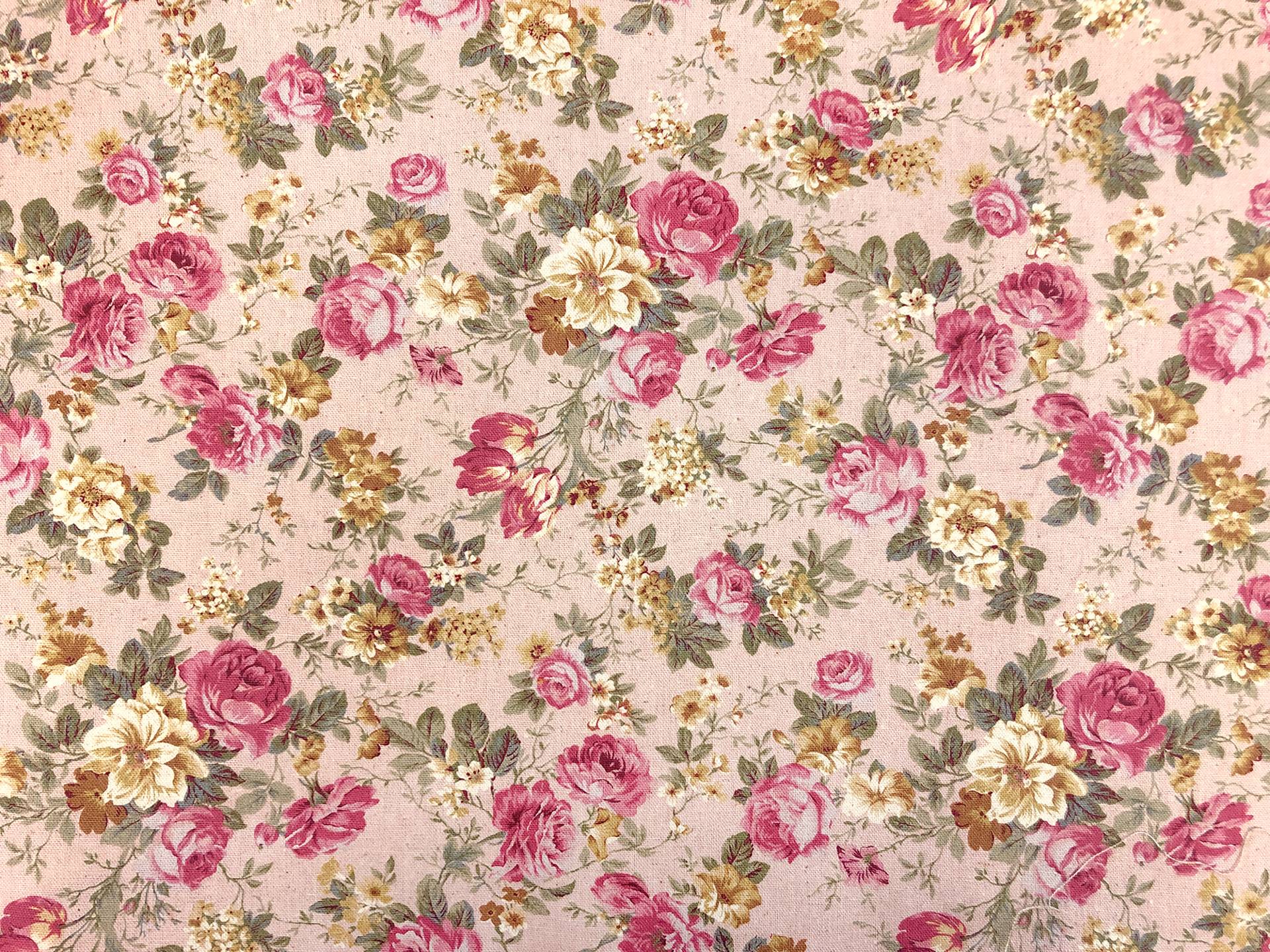 Japanese Cotton Linen Blend Floral Print in Dusty Pink