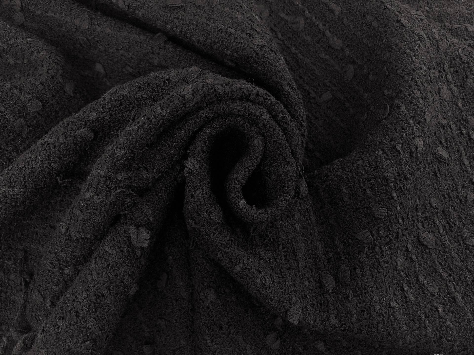 Italian Cotton Blend Sequin Tweed in Black