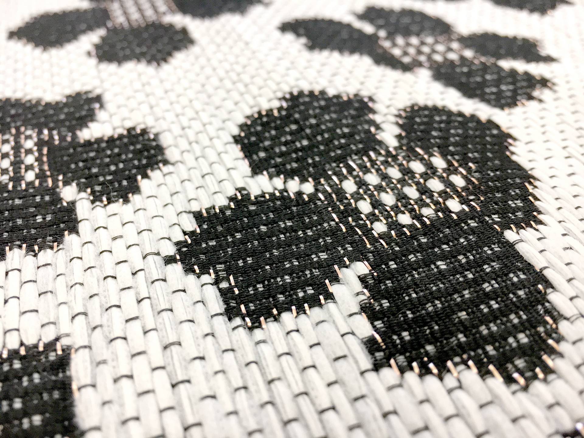 Metallic Raffia Brocade in White & Black Florals