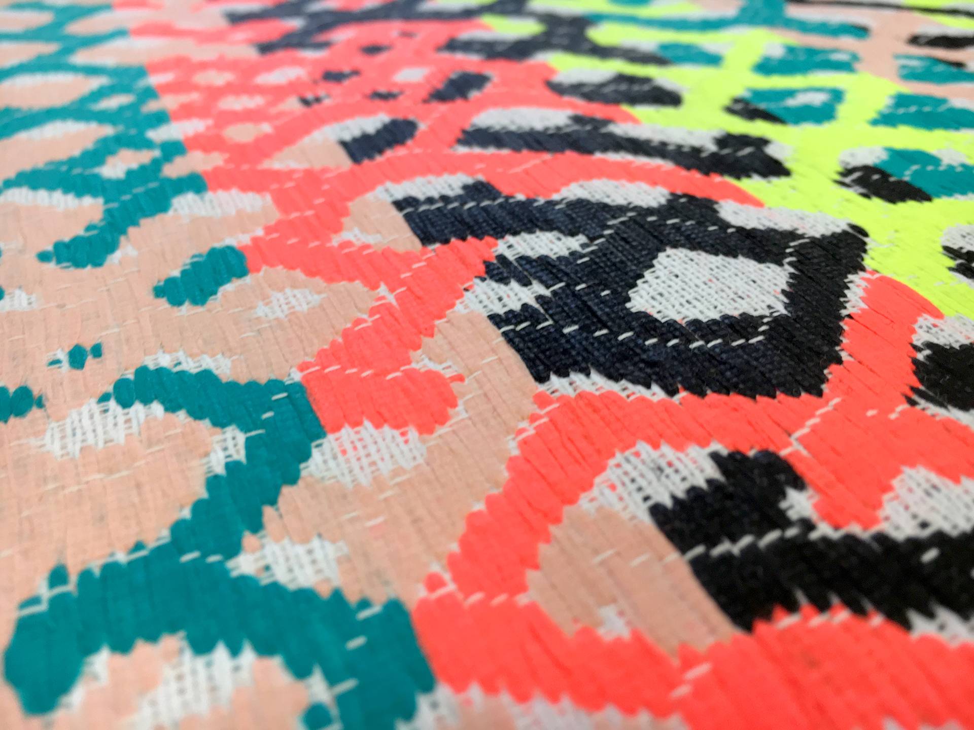 Multicolor Neon Doubleface Woven Coated Raffia Brocade