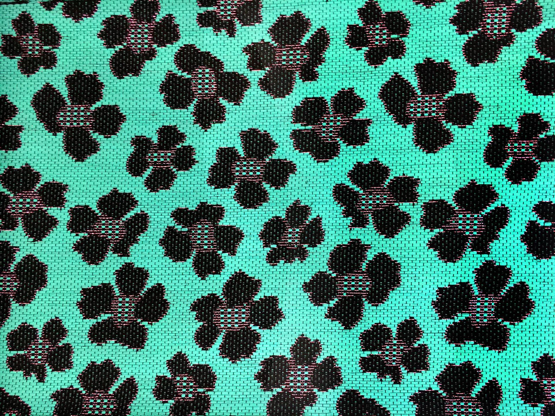 Floral Metallic Raffia Brocade in Teal
