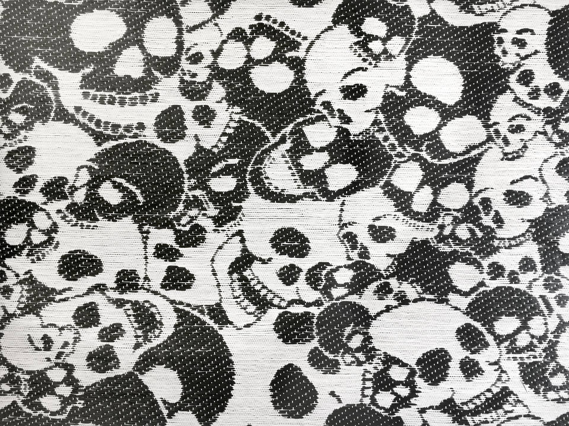 Polyester Blend Coated Raffia with Black and White Skulls