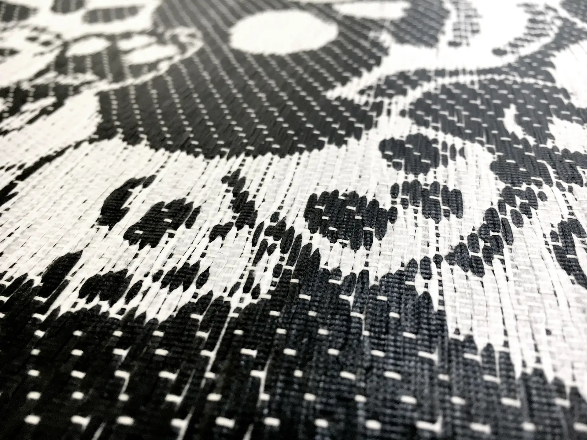 Polyester Blend Coated Raffia with Black and White Skulls