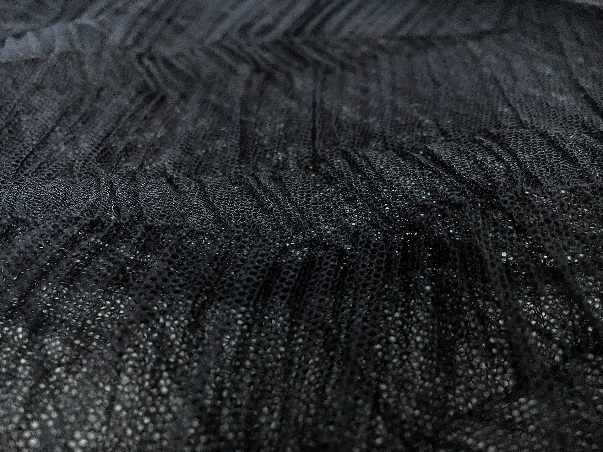 Crushed Polyester Tulle in Black