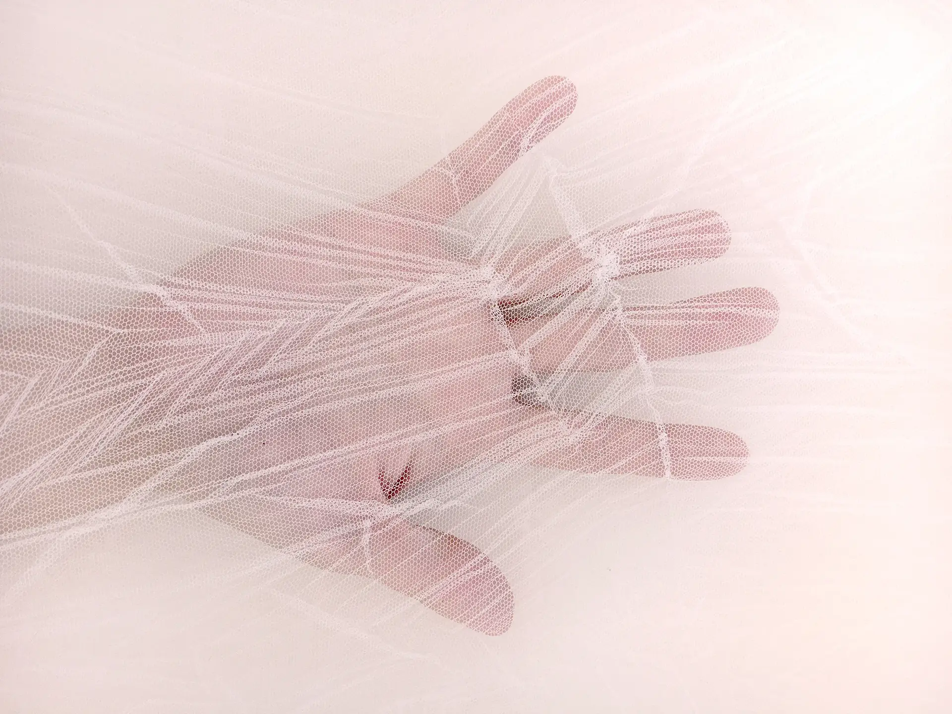 Crushed Polyester Tulle in Blush