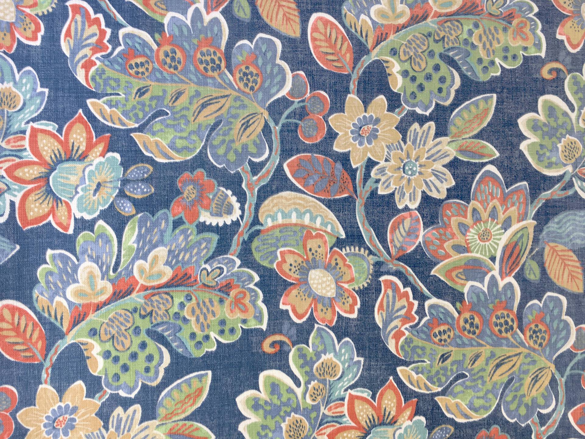 Cotton Upholstery Floral Print in Indigo