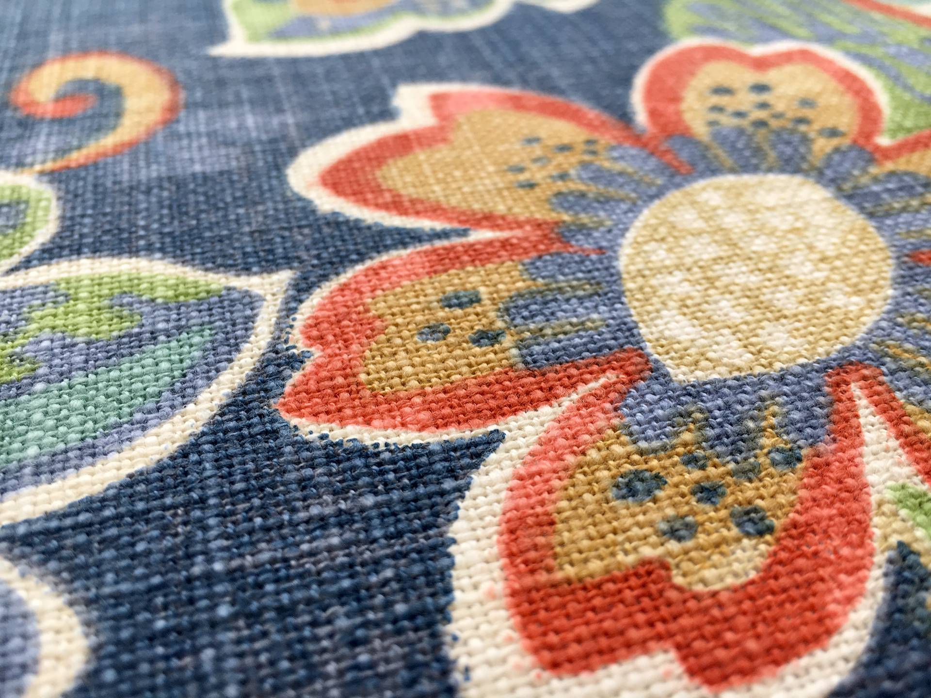 Cotton Upholstery Floral Print in Indigo