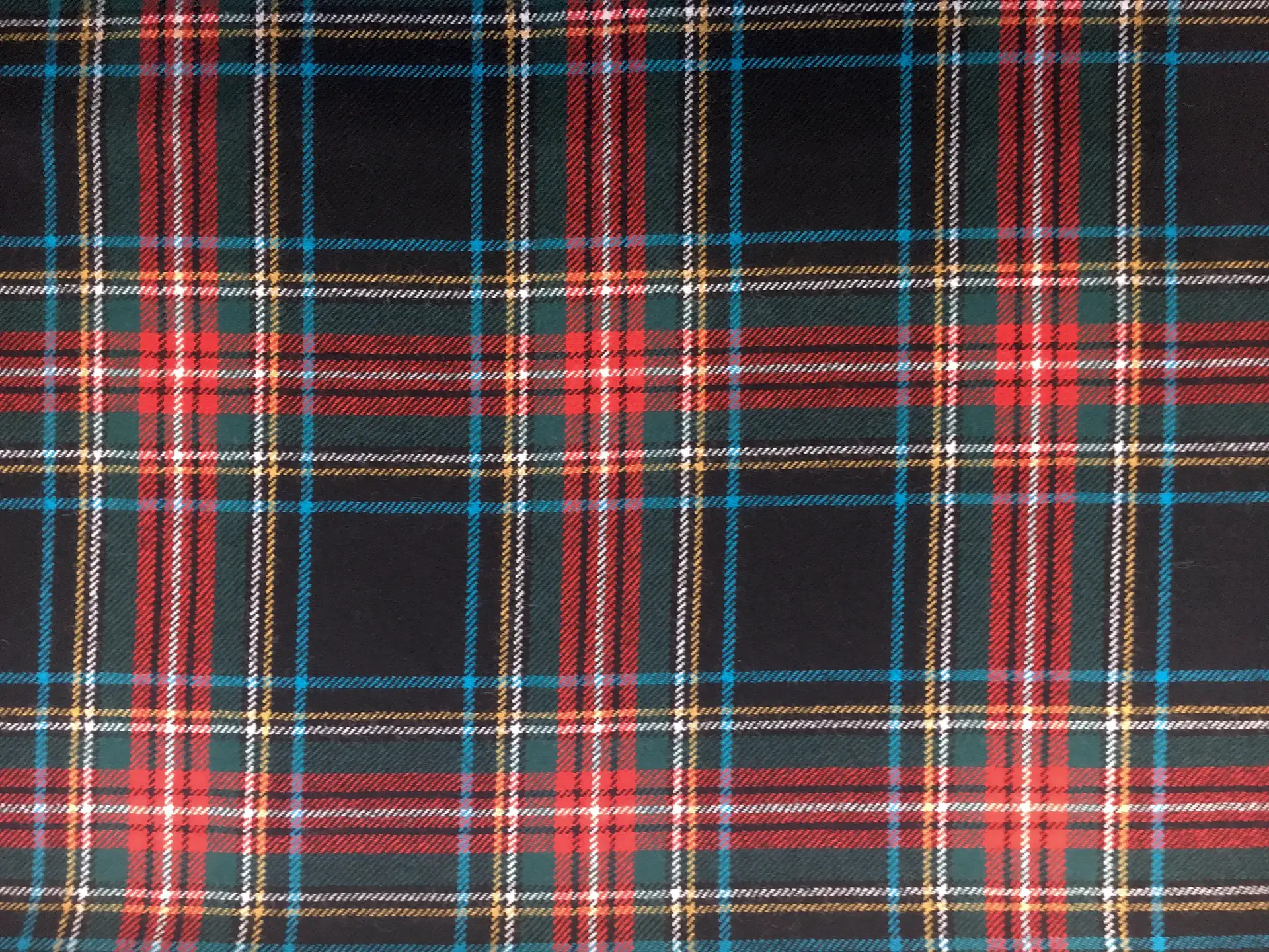Austrian Virgin Wool Tartan Plaid Suiting in Black Cerulean Red