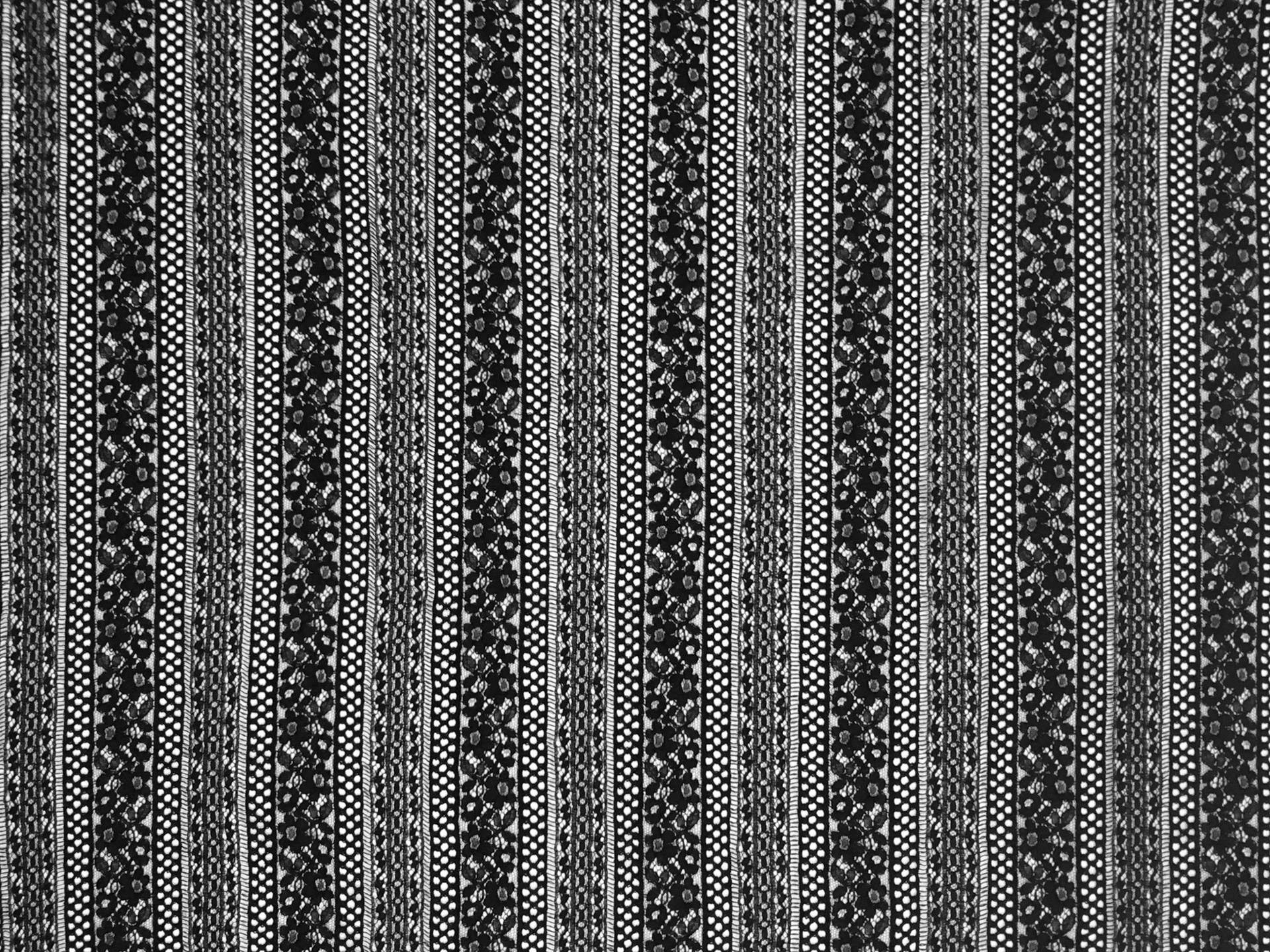 Corded Chantilly Lace with Striped Floral Pattern in Black