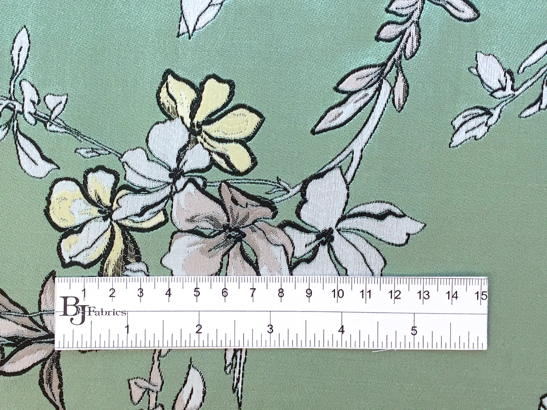 Italian Jacquard with Floral Motifs in Sage