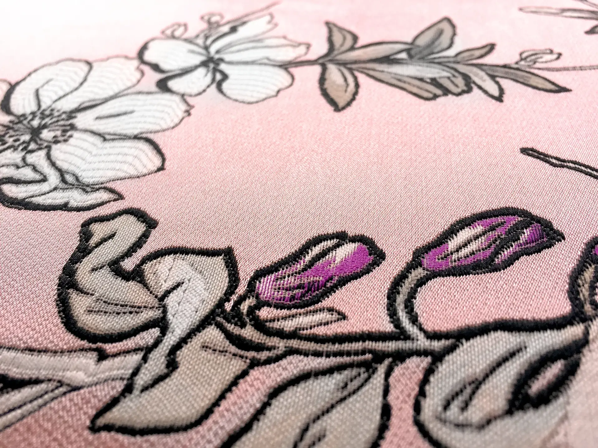 Jacquard with Floral Motifs in Pink