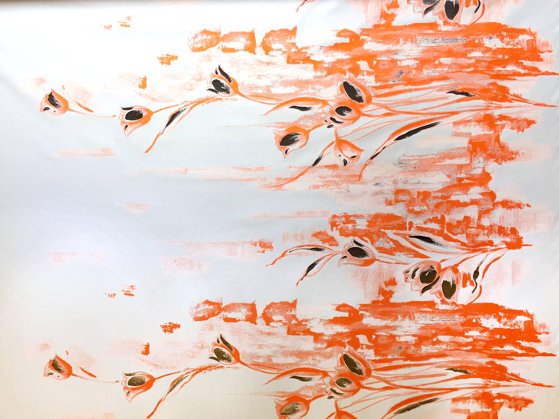 Metallic Fil Coupe with Floral Zibelline in Orange 