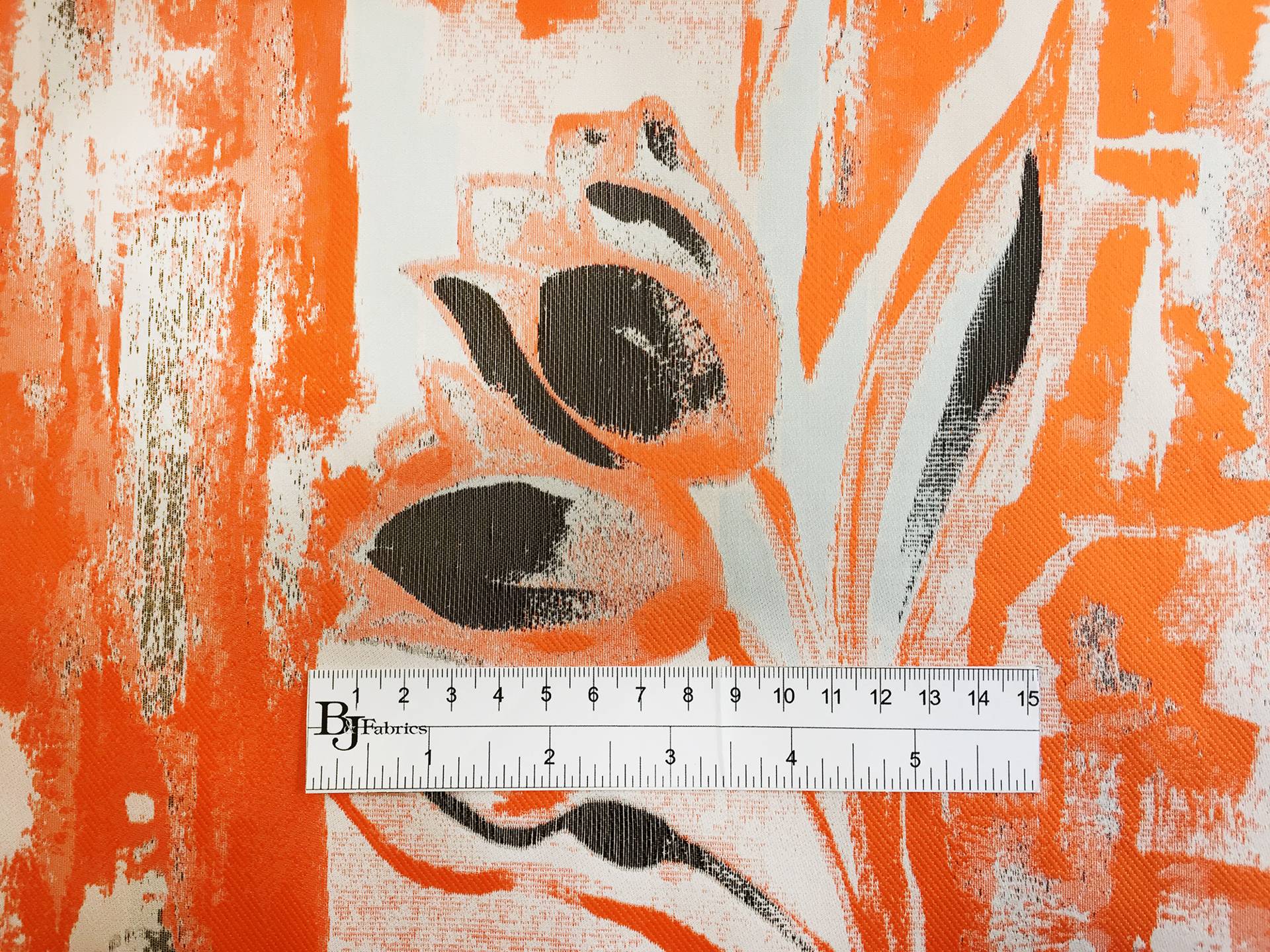 Metallic Fil Coupe with Floral Zibelline in Orange 
