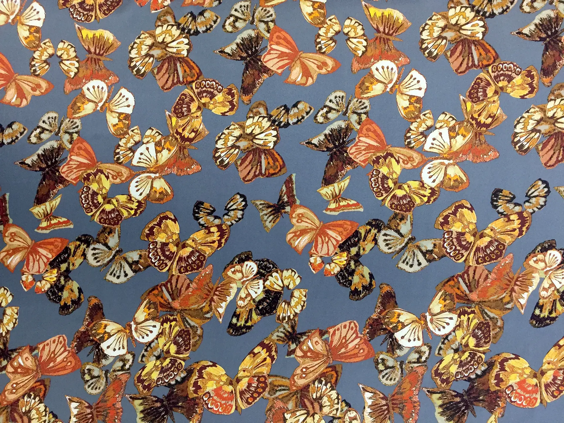 Printed Polyester Mikado Animal Print with Butterflies in Grey
