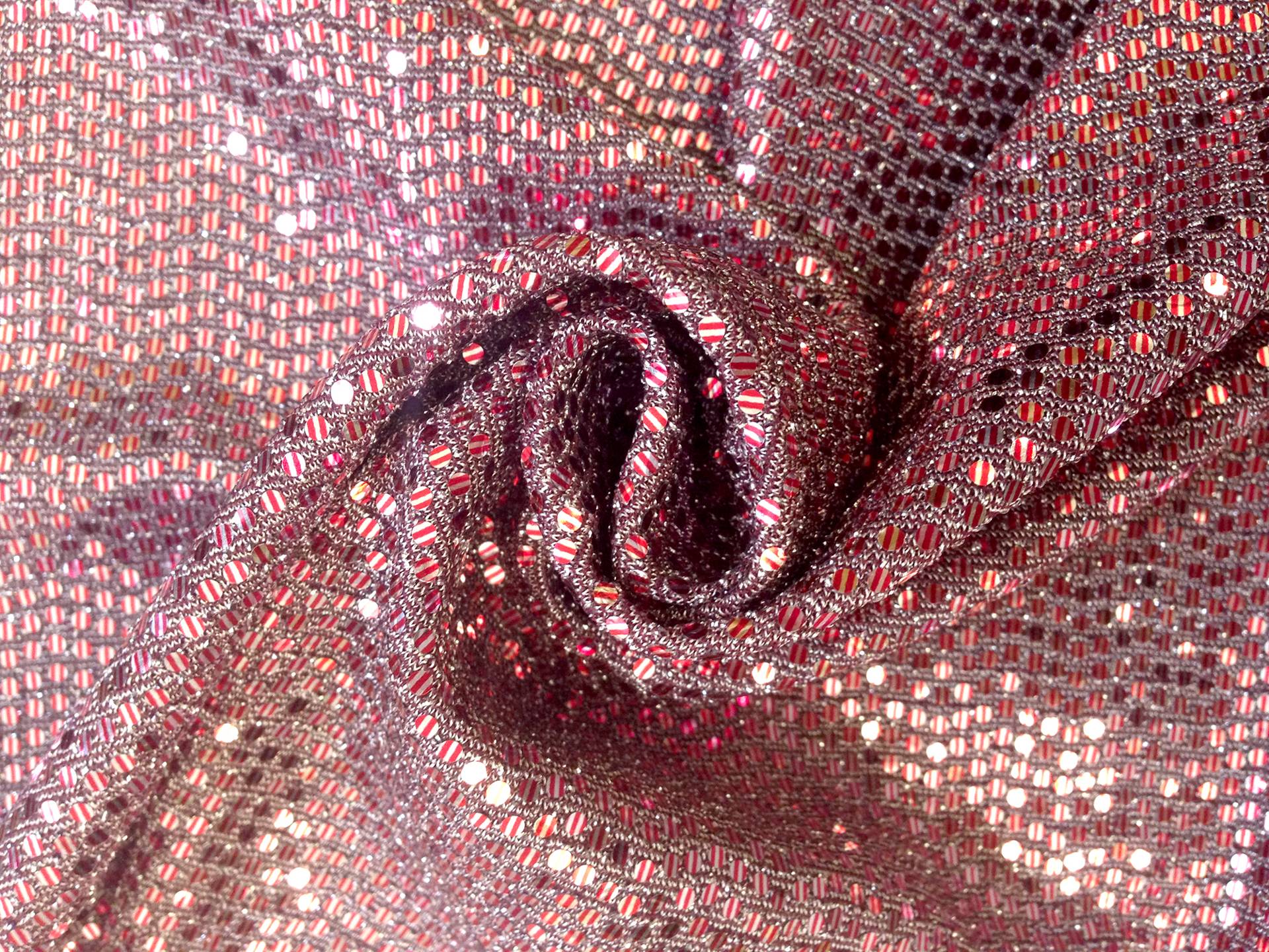 Polyester and Nylon Blend Metallic Spandex in Red