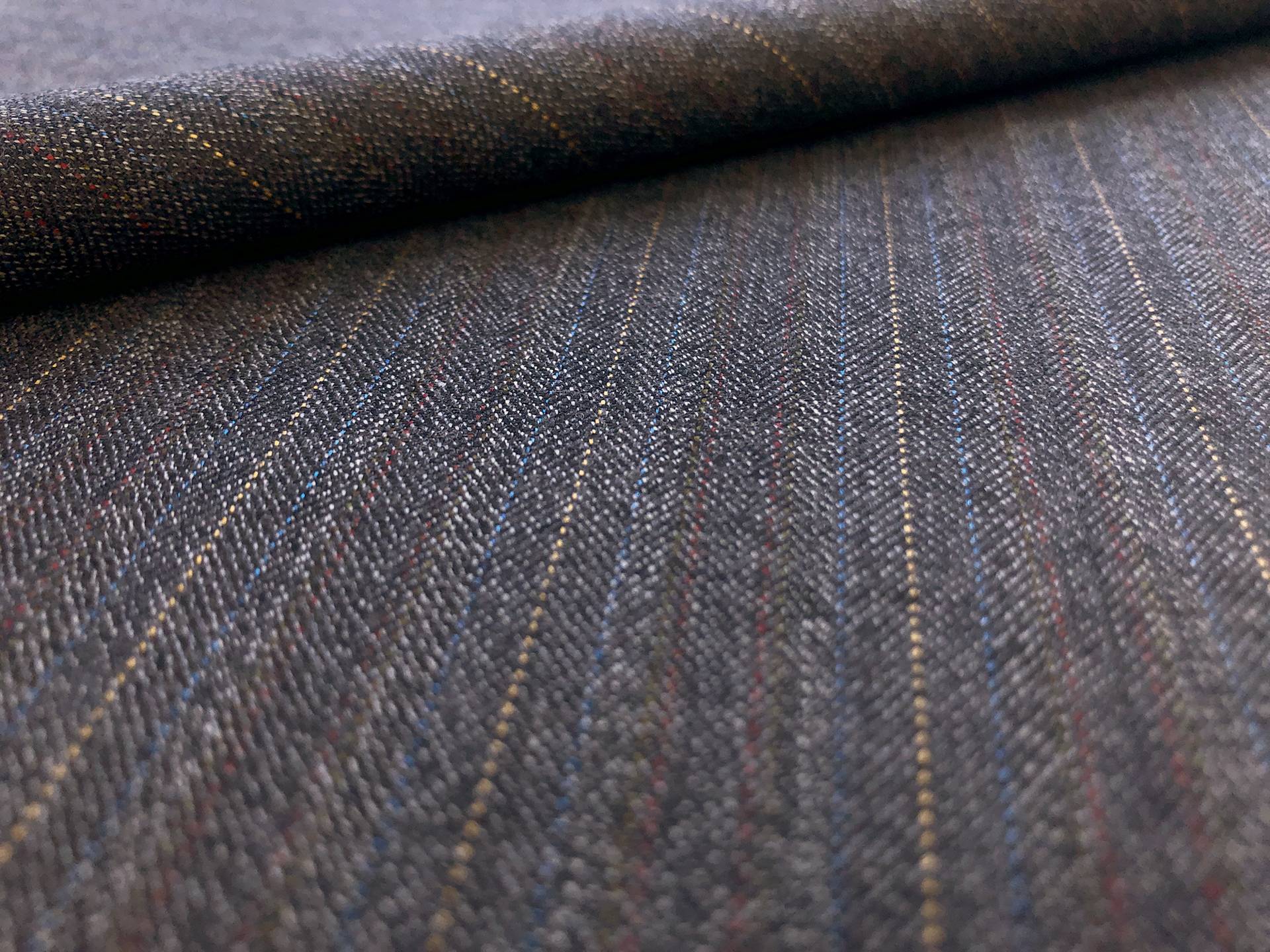Wool Hairline Stripe Suiting in Grey