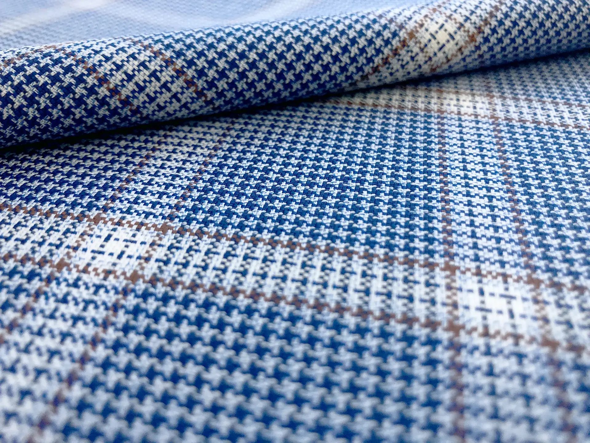 Linen Plaid Suiting in Denim Blue