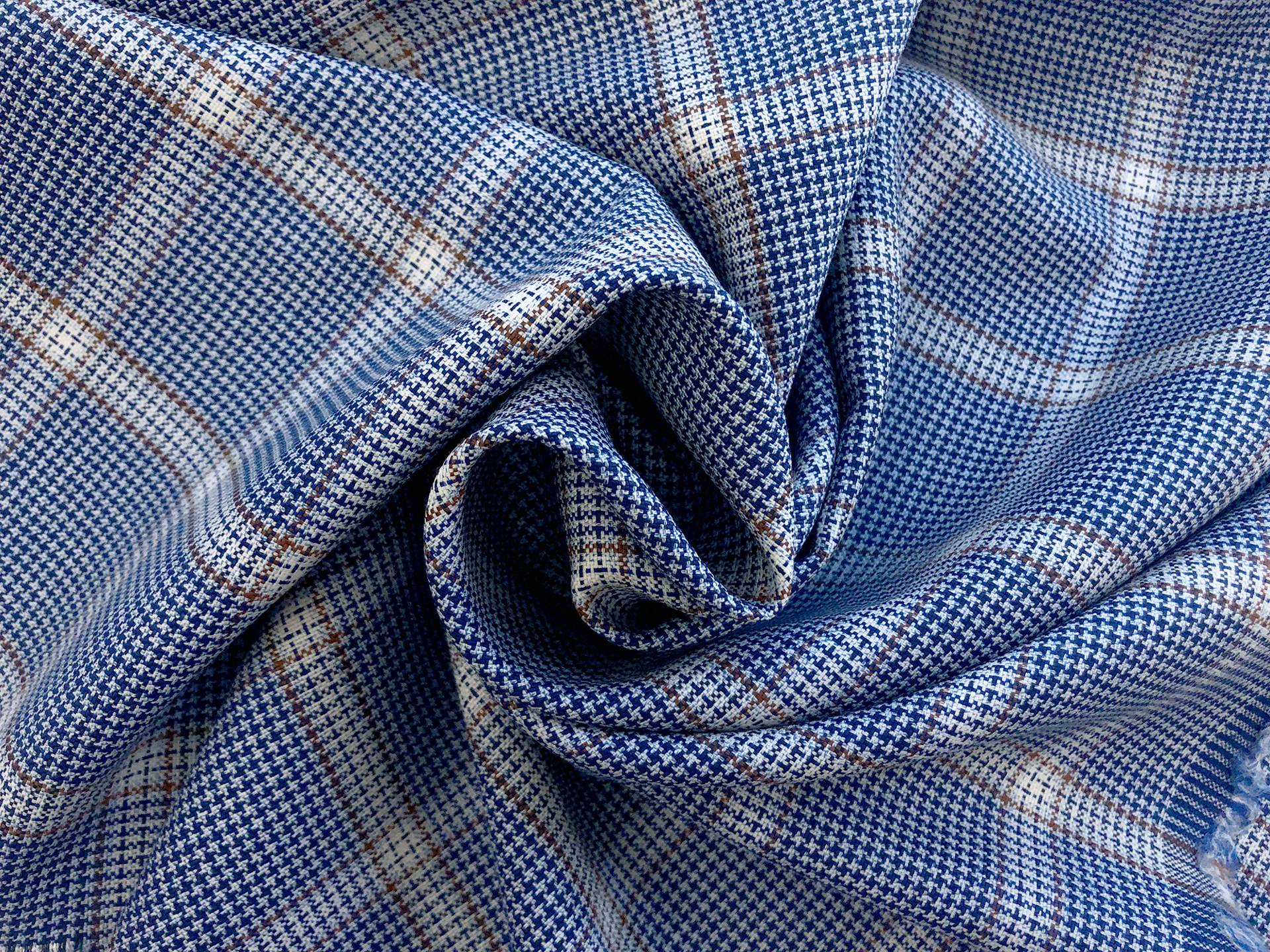 Linen Plaid Suiting in Denim Blue