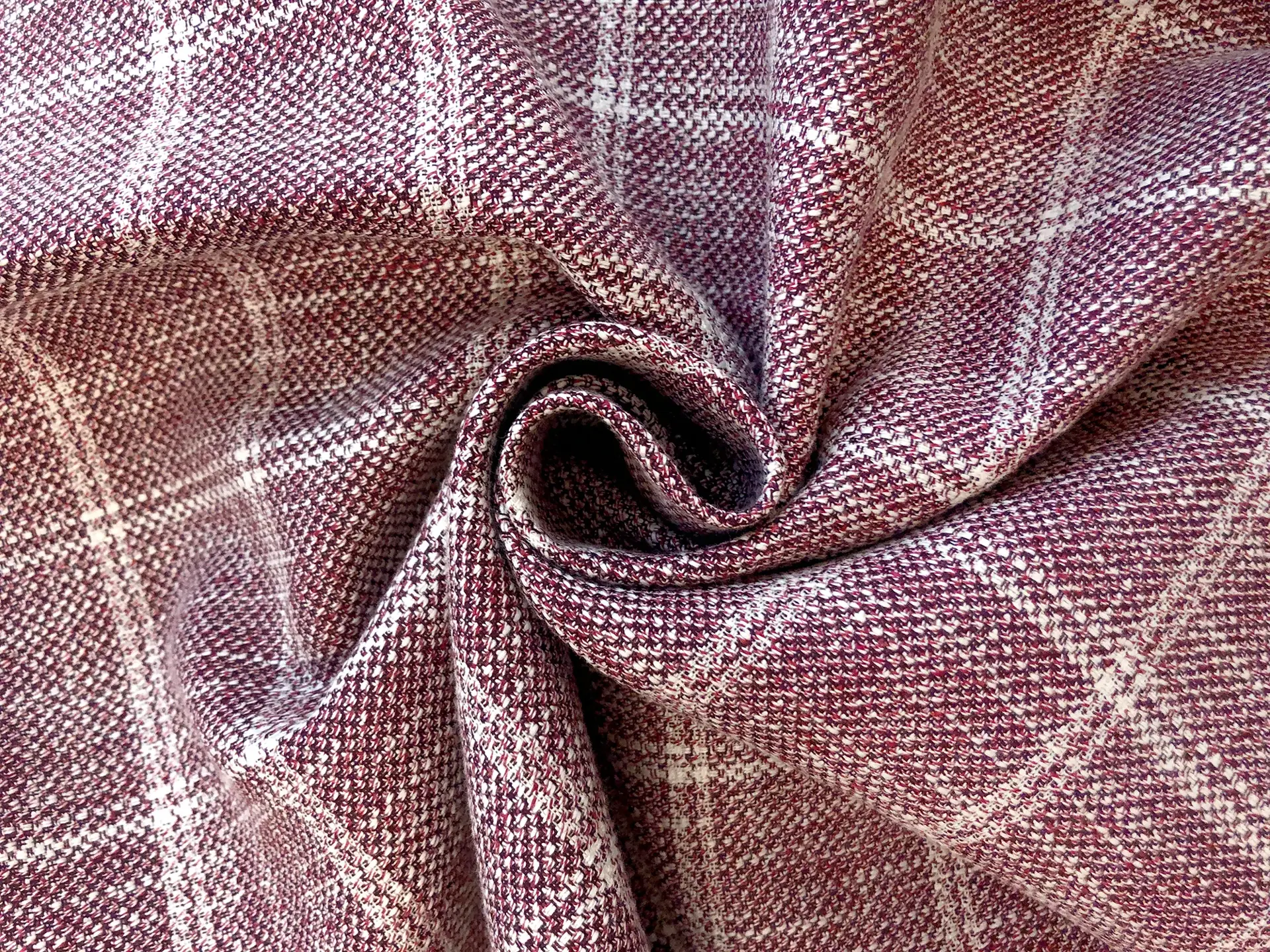 Wool, Silk & Linen Blend Window Pane in Wine