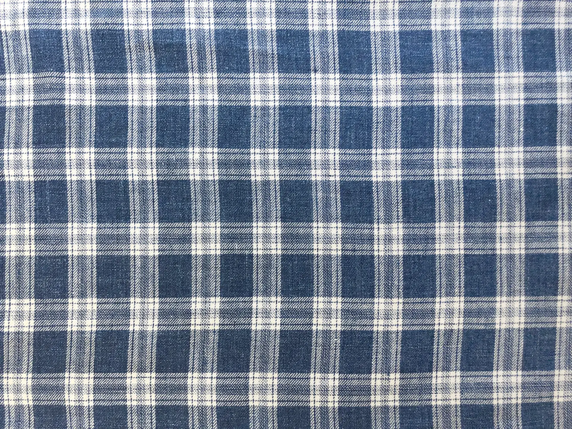 Linen Plaid Suiting in Dark Denim Blue