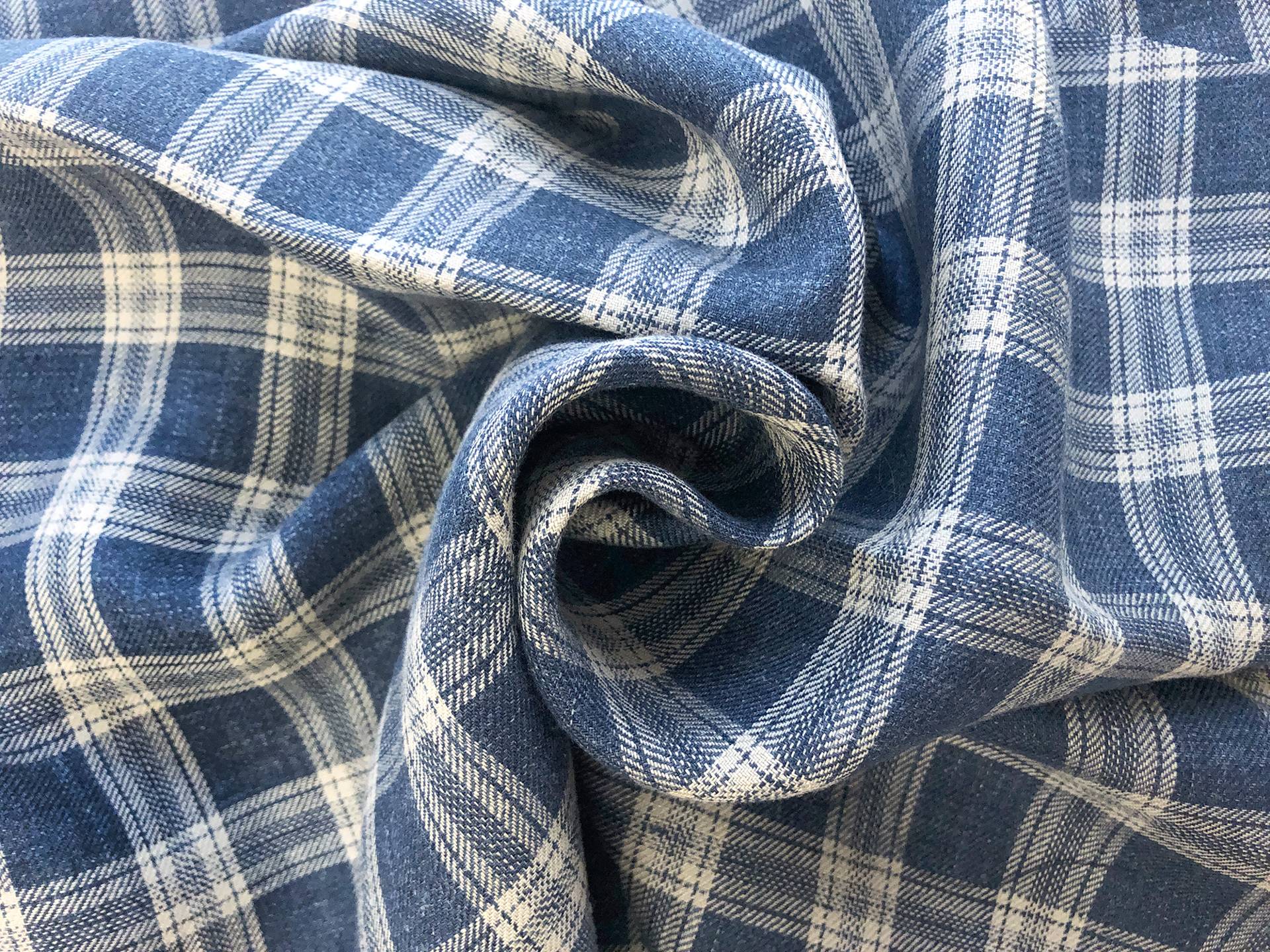 Linen Plaid Suiting in Dark Denim Blue