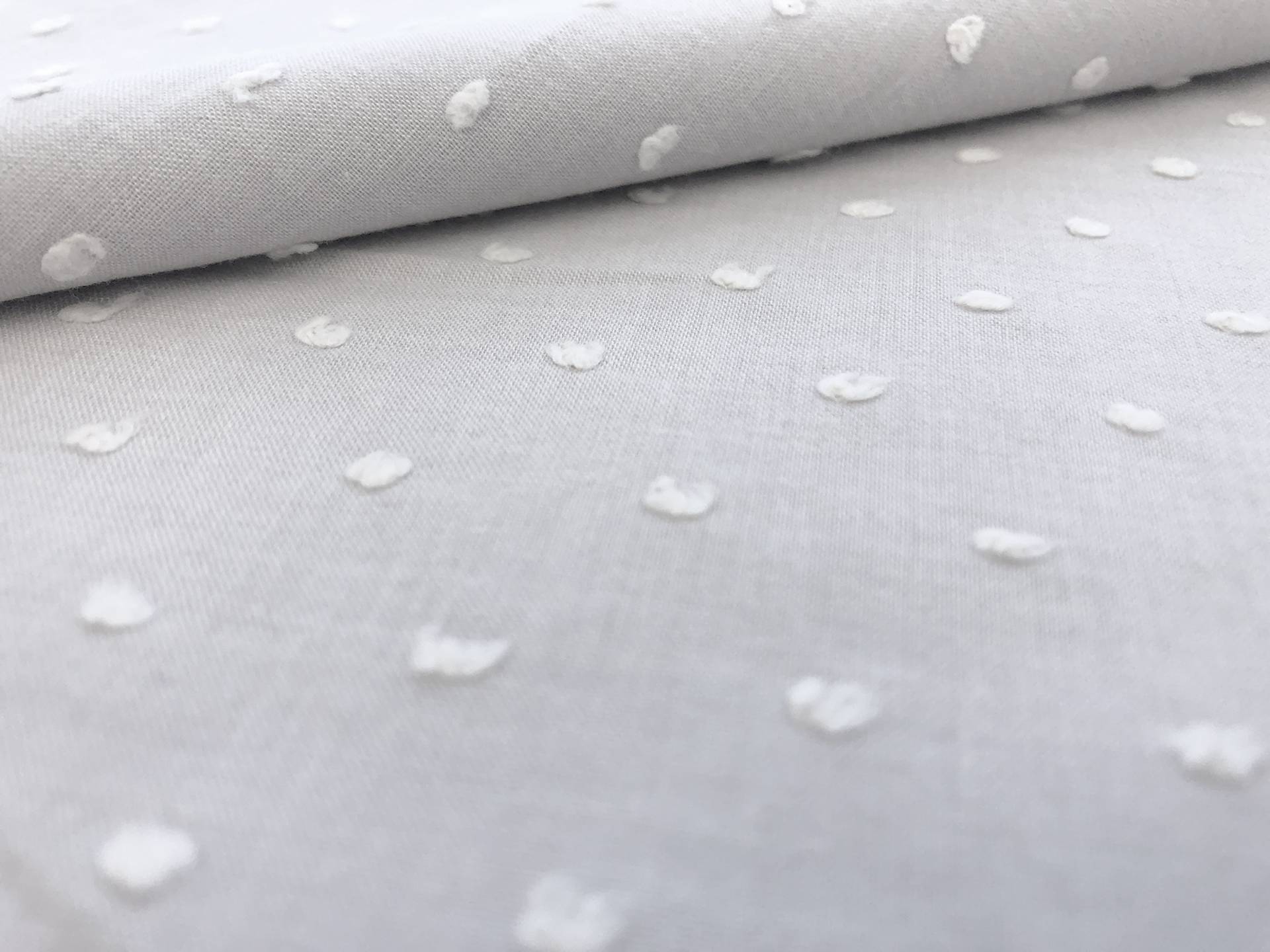 Cotton Poly Swiss Dot in Pearl Grey