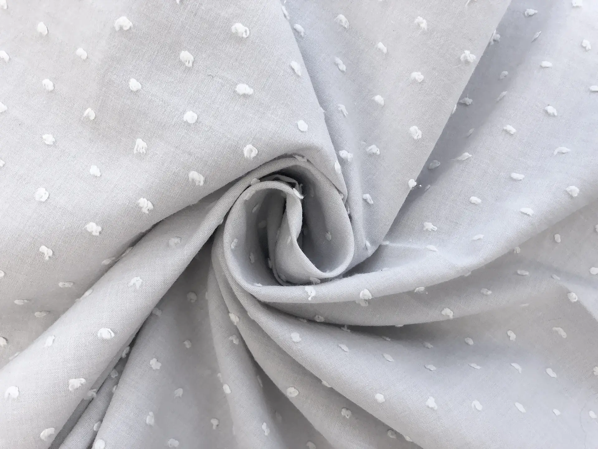 Cotton Poly Swiss Dot in Pearl Grey