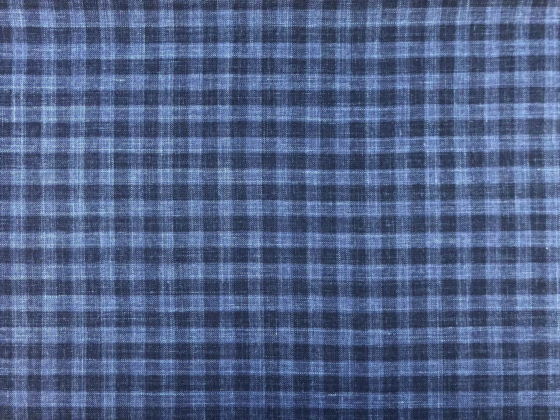 Wool, Silk & Linen Check Suiting in Blue