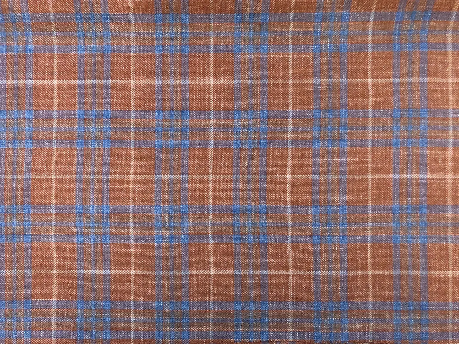 Wool, Silk & Linen Blend Plaid Suiting