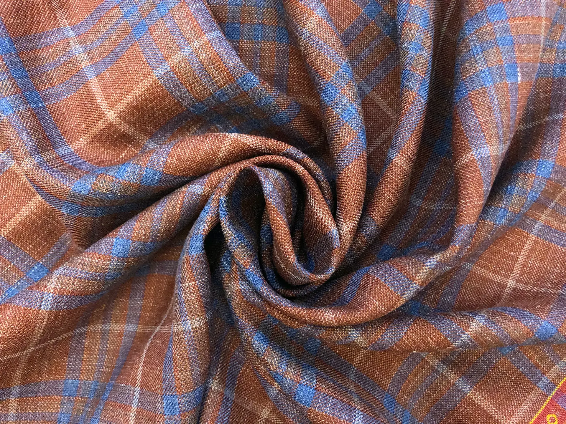 Wool, Silk & Linen Blend Plaid Suiting