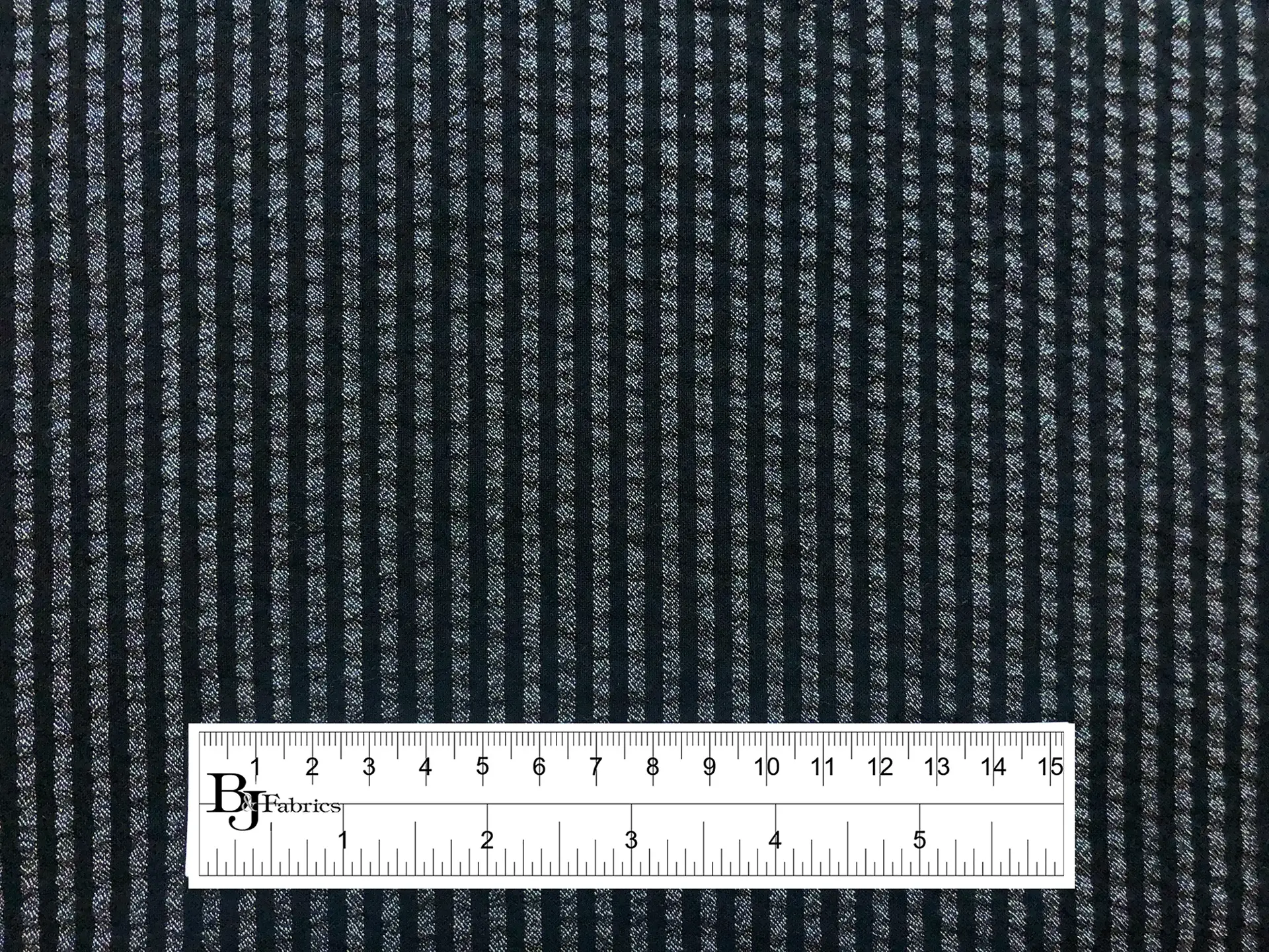 Stretch Wool Seersucker Suiting in Black