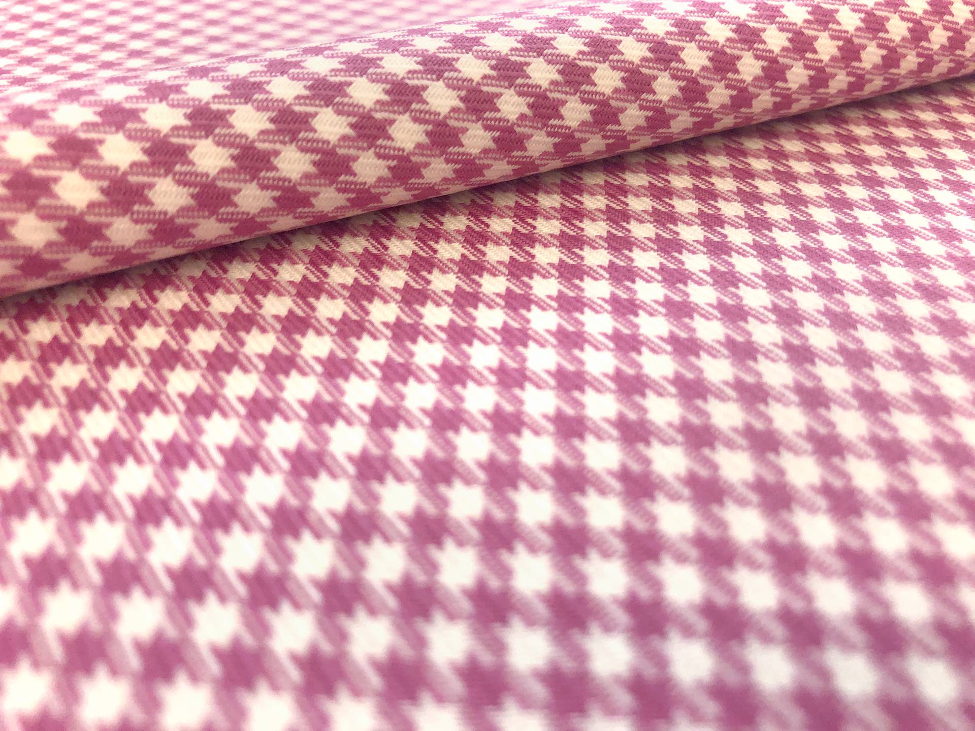 Stretch Wool Houndstooth Suiting in Pink