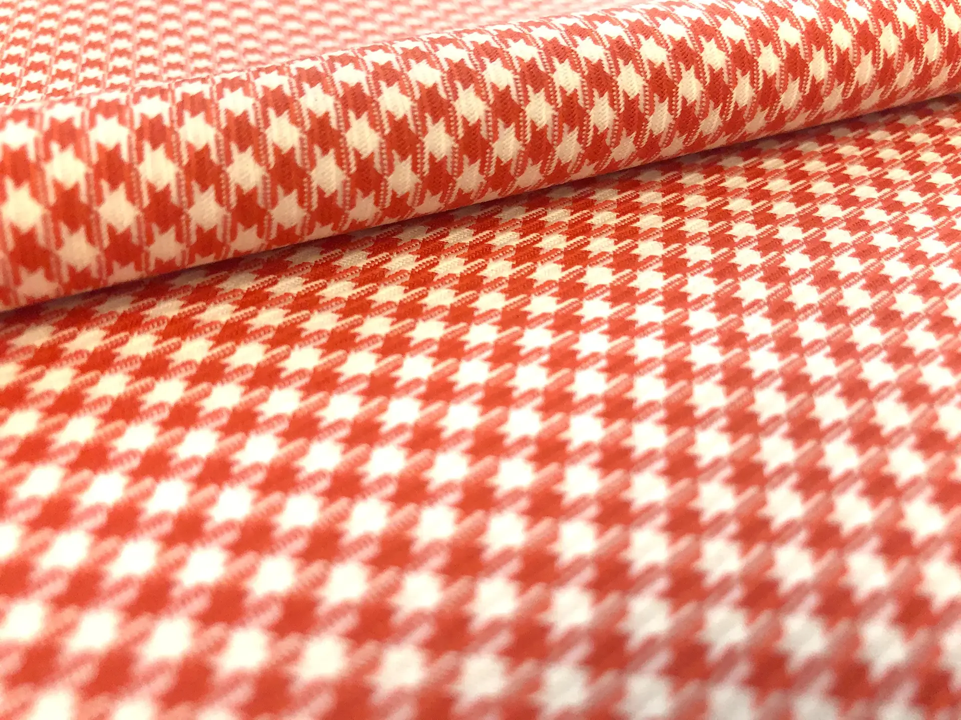 Stretch Wool Houndstooth Suiting in Orange