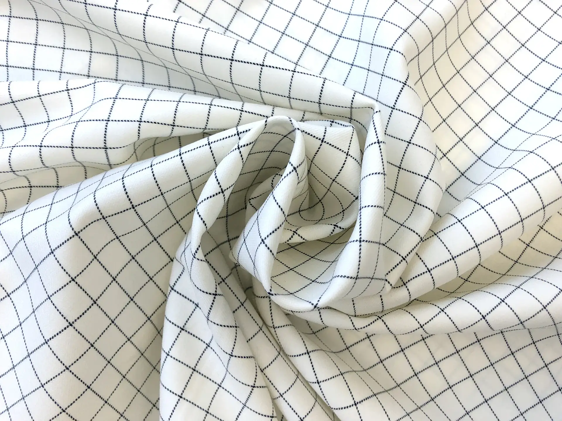 Stretch Wool Graph Check Suiting in Ivory