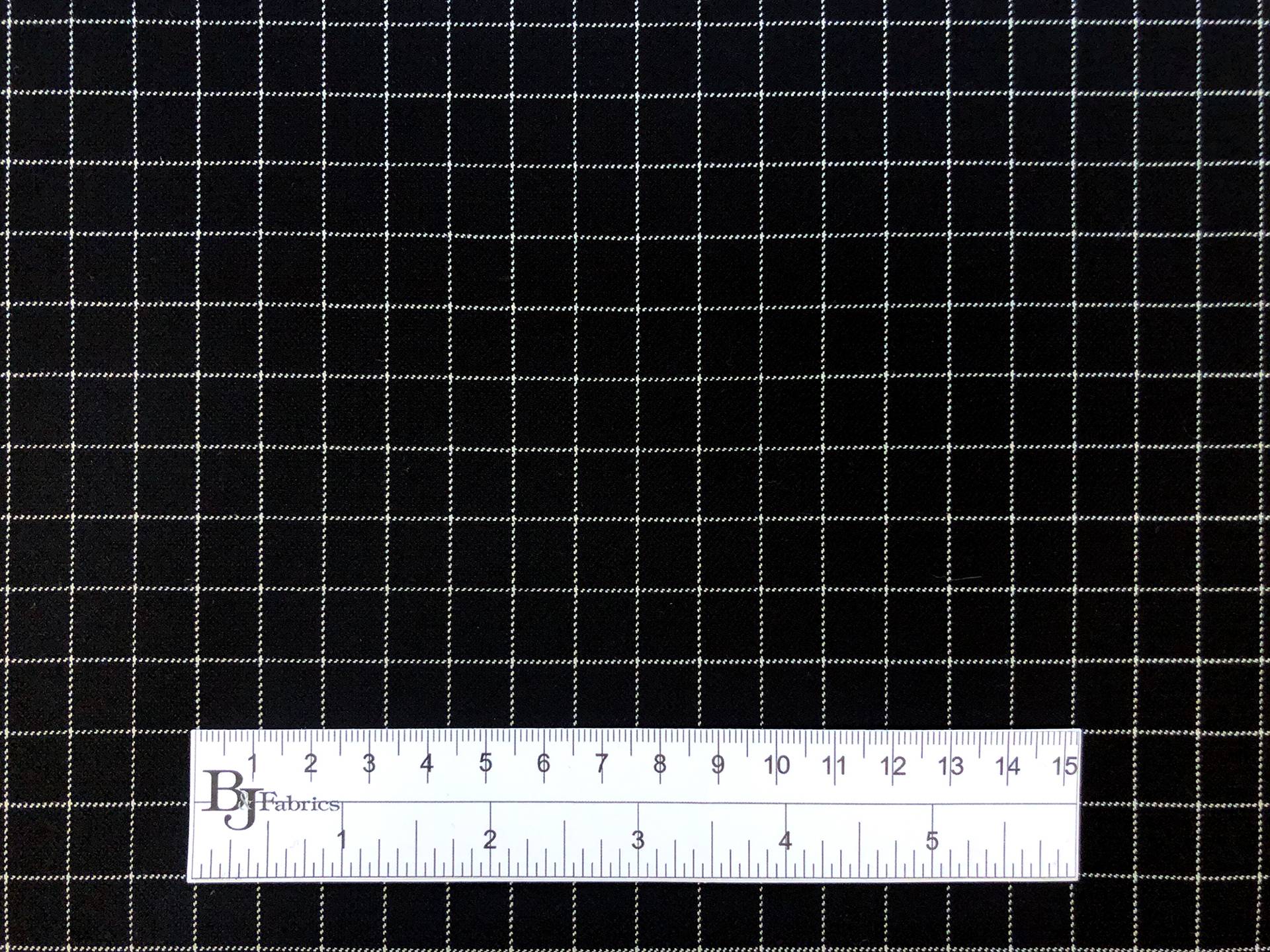 Stretch Wool Graph Check Suiting in Black
