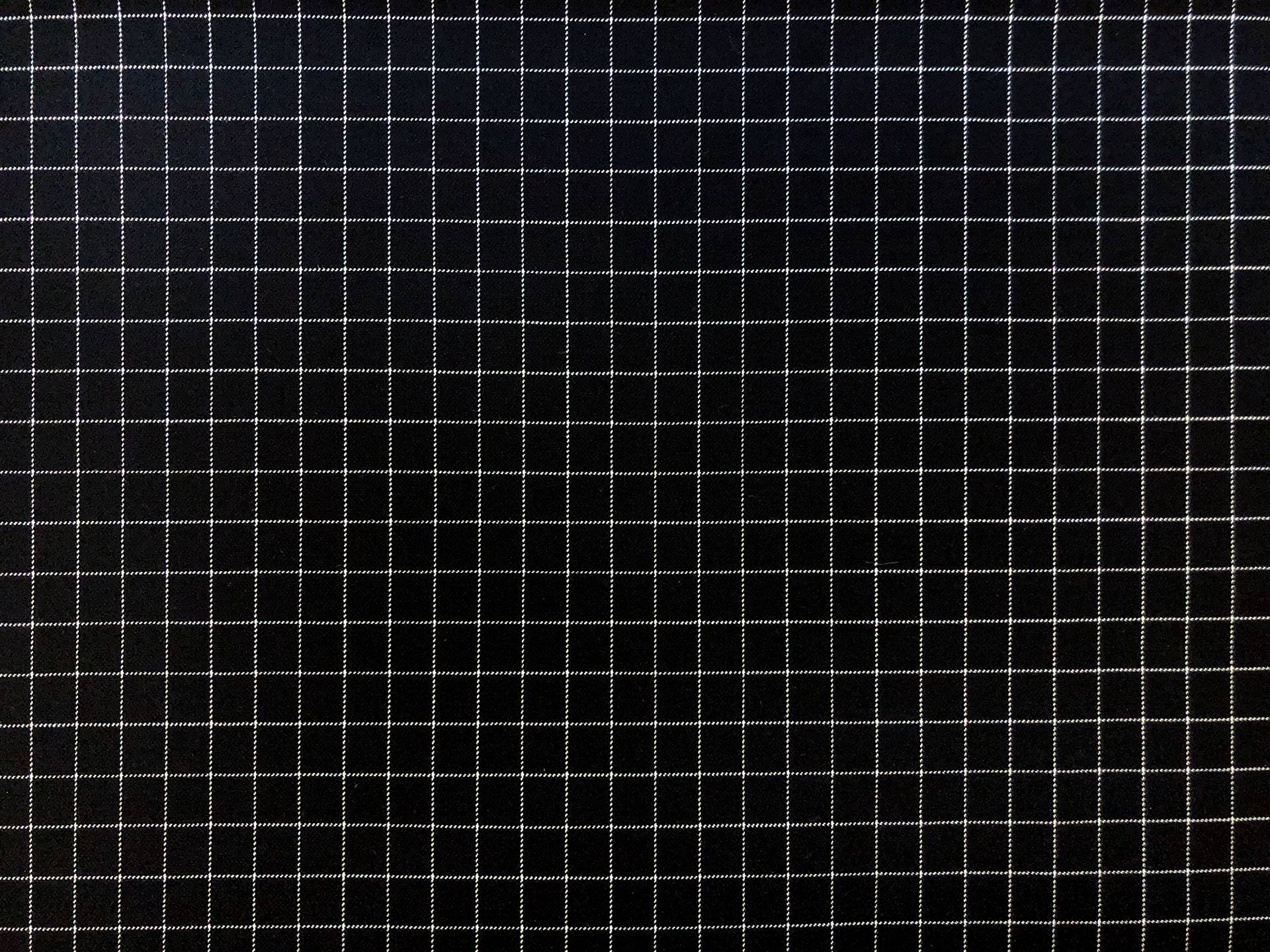 Stretch Wool Graph Check Suiting in Black