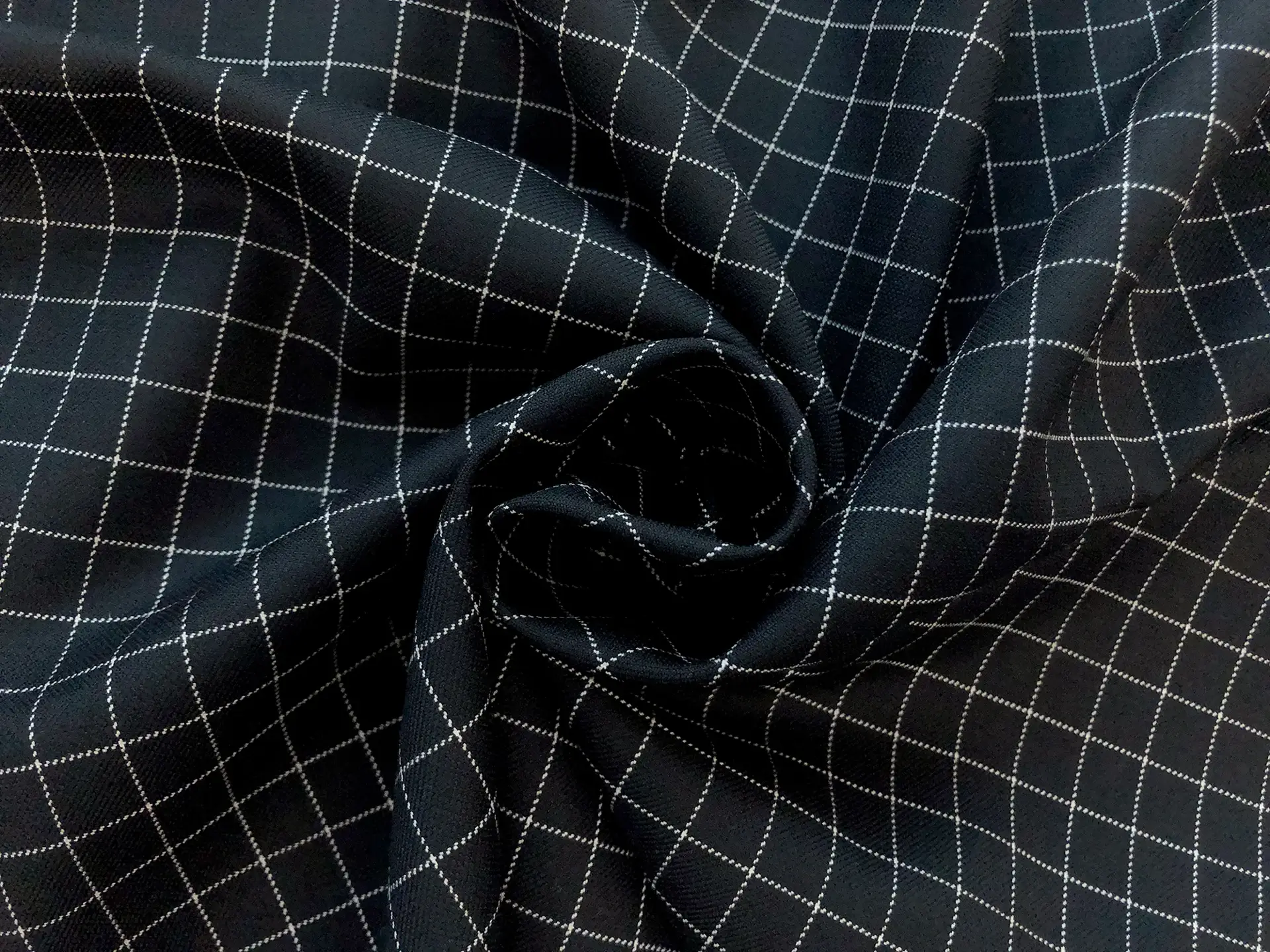 Stretch Wool Novelty Shepherds Check in Black