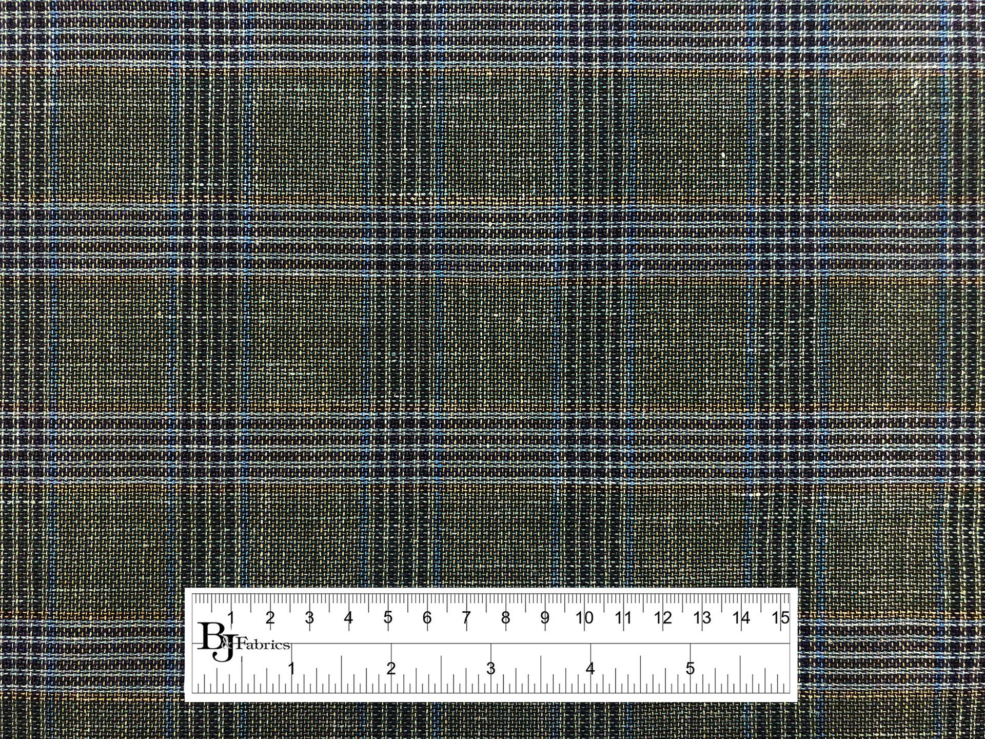 Wool, Silk & Linen Blend Tartan Plaid in Moss