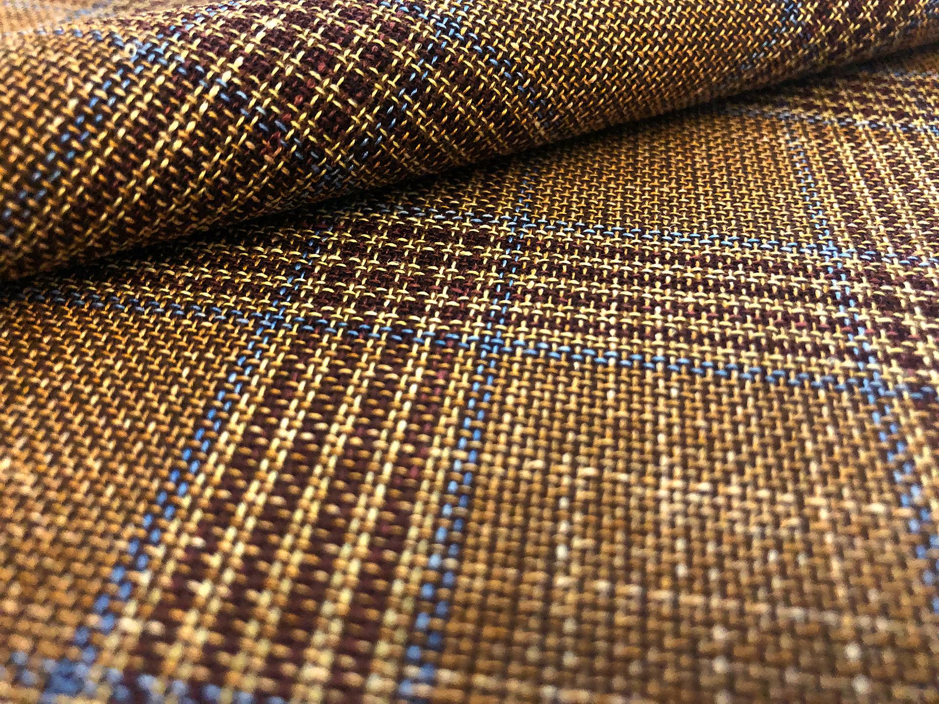 Italian Wool, Silk & Linen Blend Tartan Plaid in Cider 