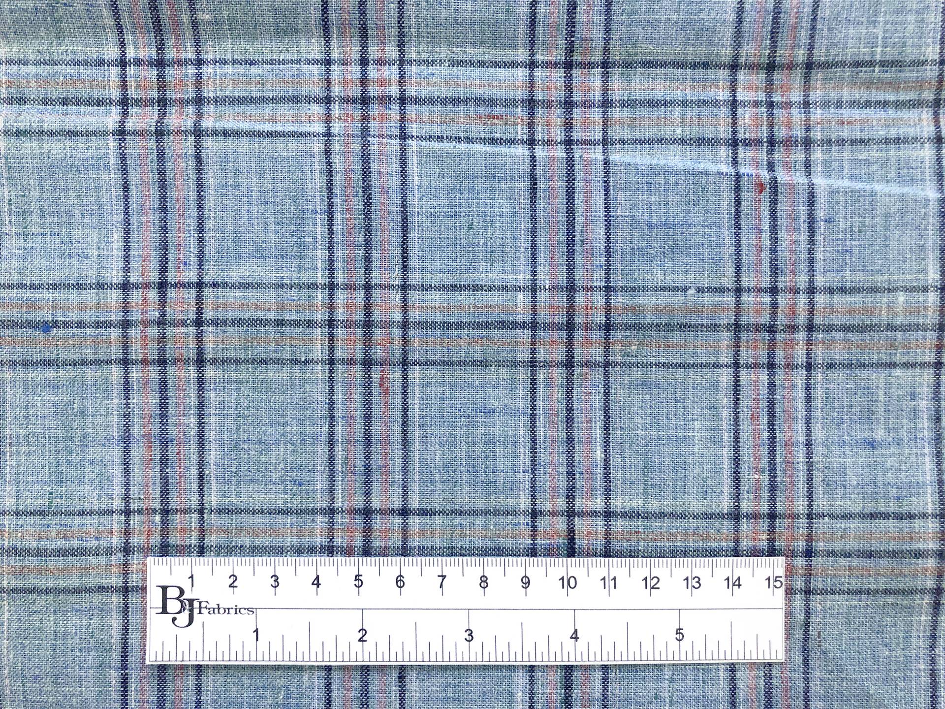 Linen Plaid in Vintage Blue