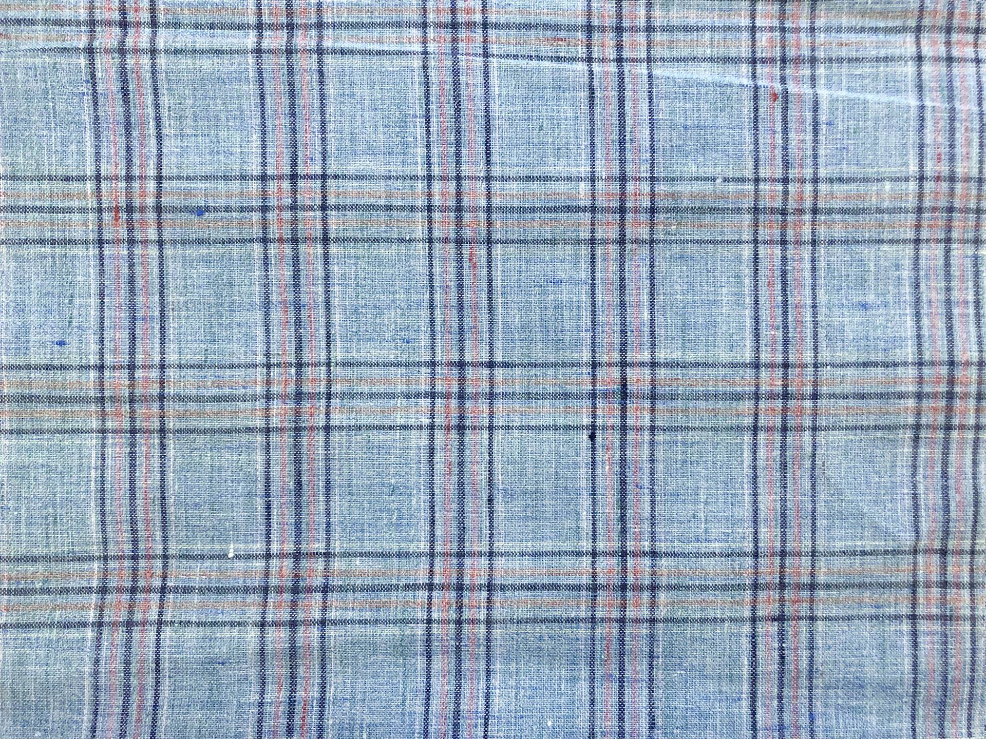 Linen Plaid in Vintage Blue
