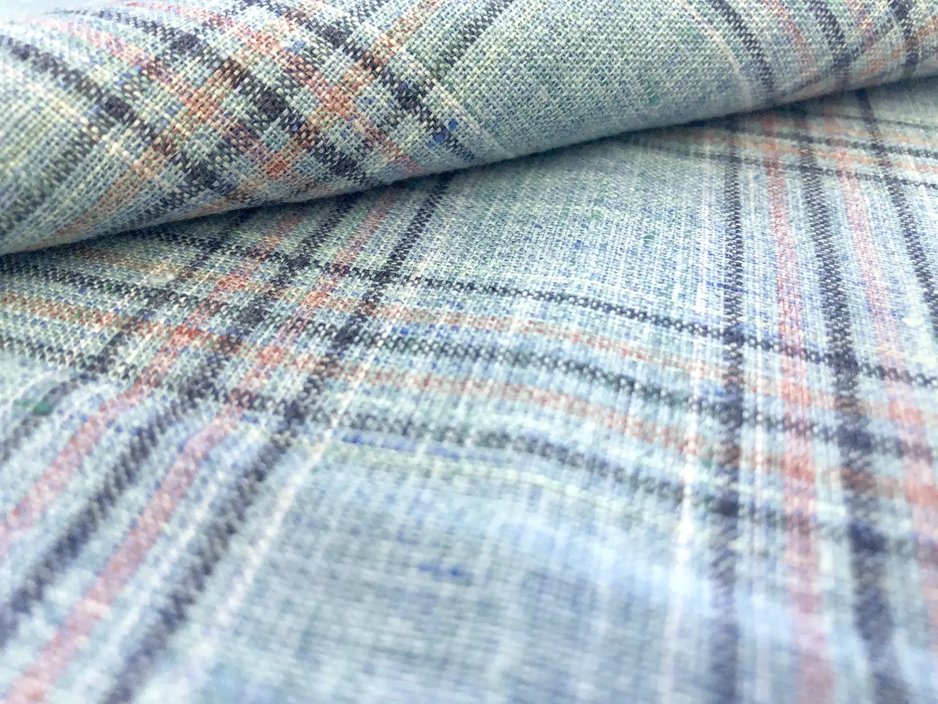 Linen Plaid in Vintage Blue