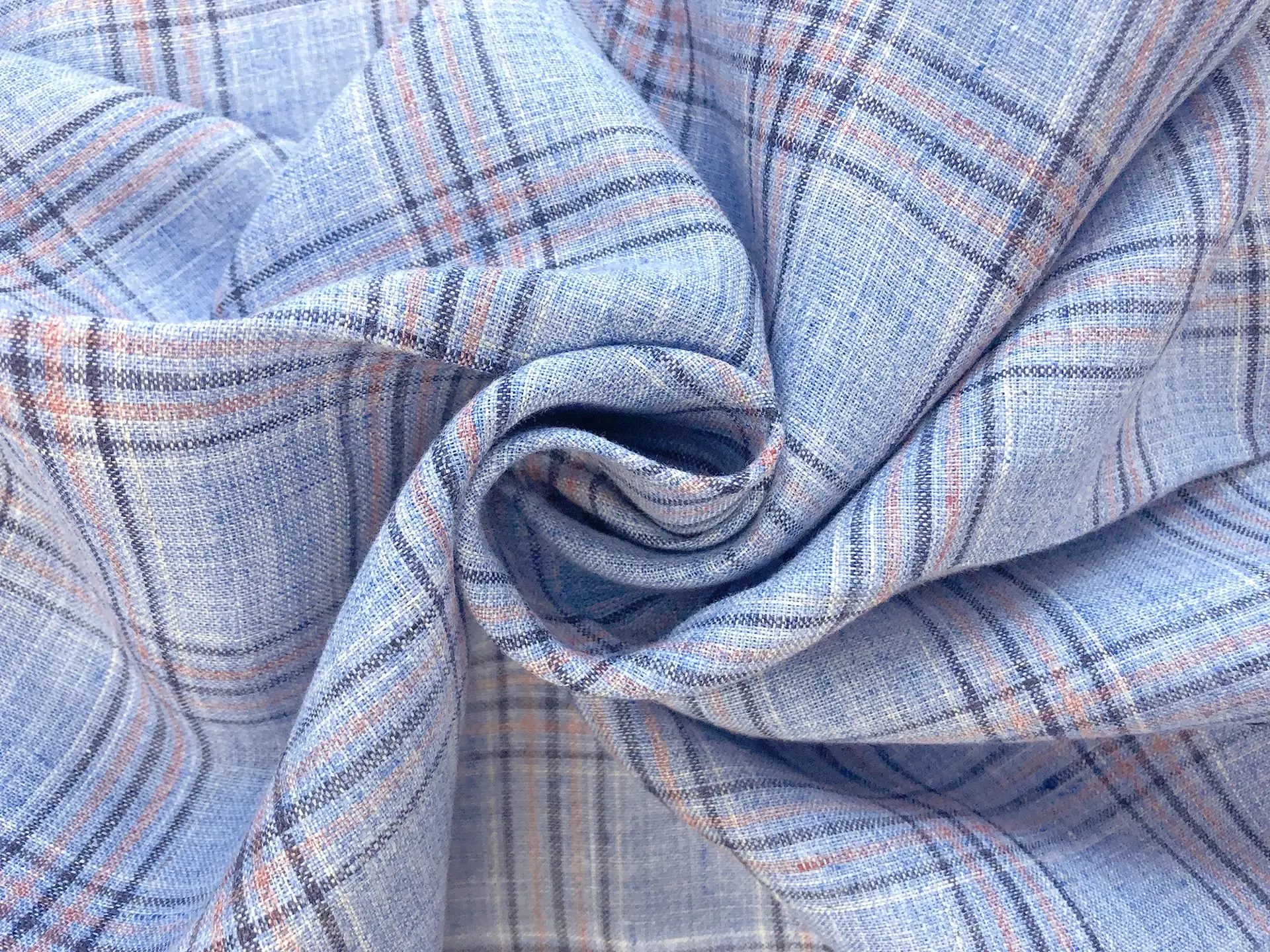 Italian Linen Plaid in Vintage Periwinkle