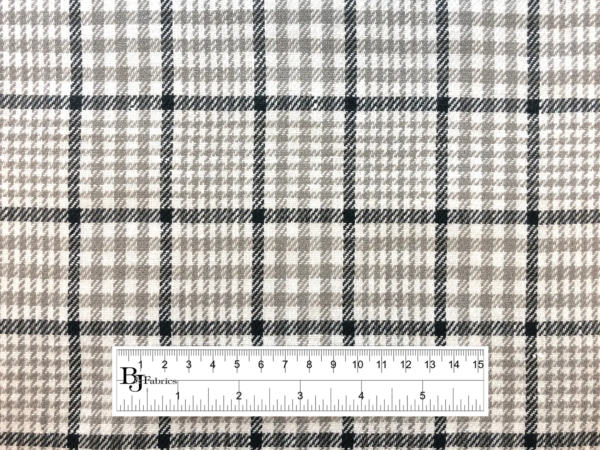 Washed Linen Houndstooth Plaid in Grey Black