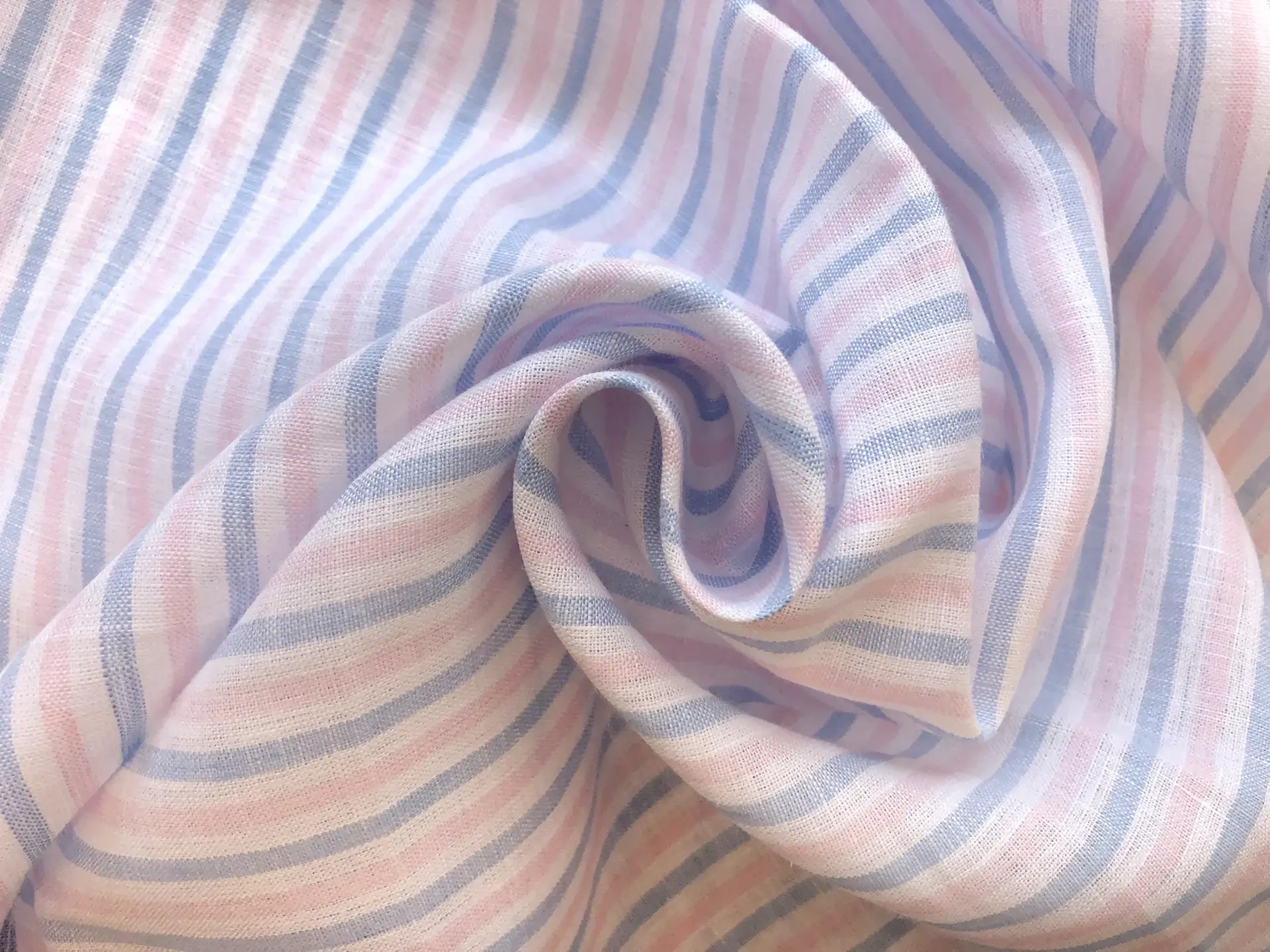 Sanforized Linen Stripe in Pink & Blue