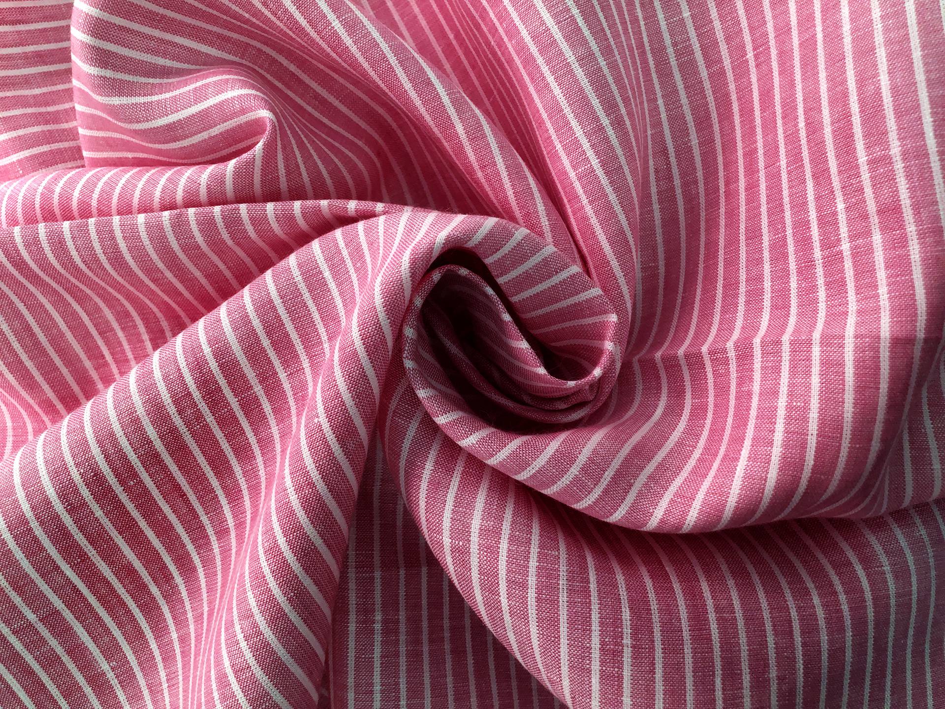 Sanforized Linen Stripe in Framboise 