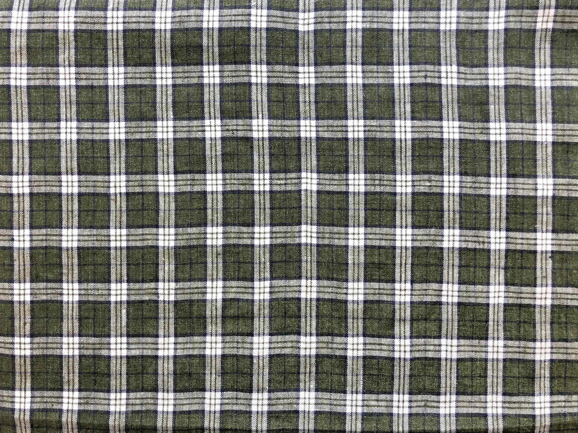 Washed Linen Plaid in Forest Green
