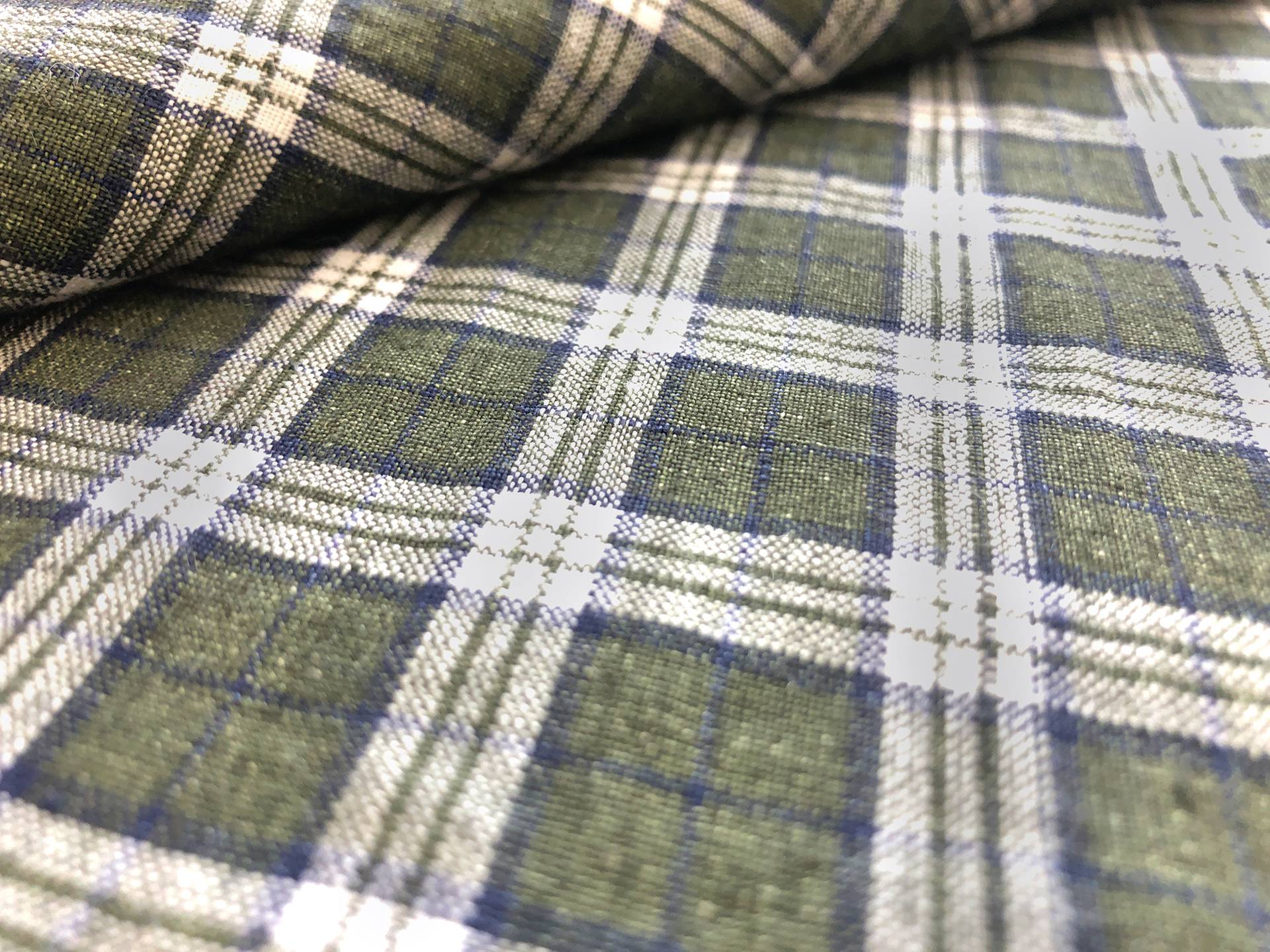 Washed Linen Plaid in Forest Green