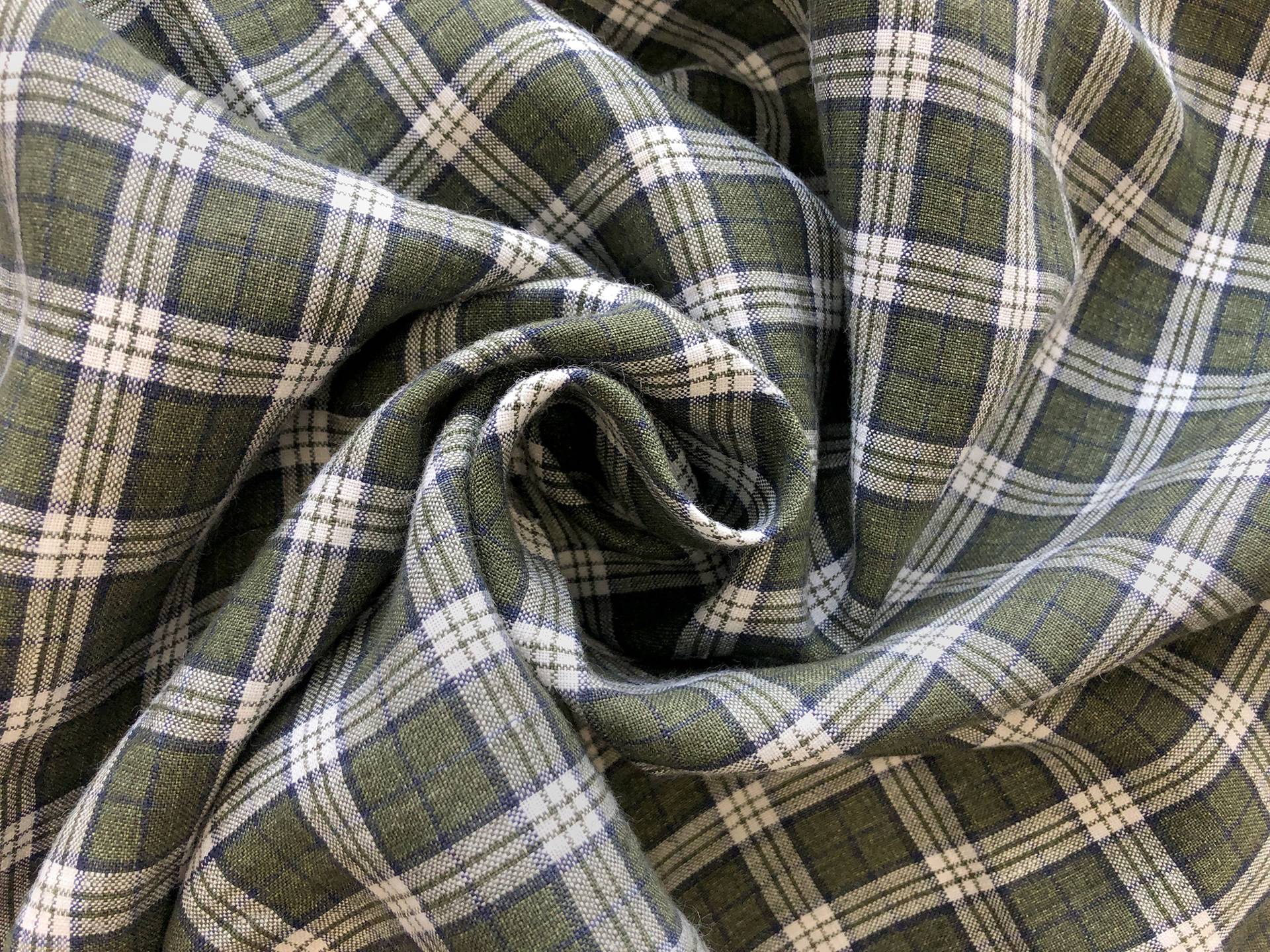 Washed Linen Plaid in Forest Green