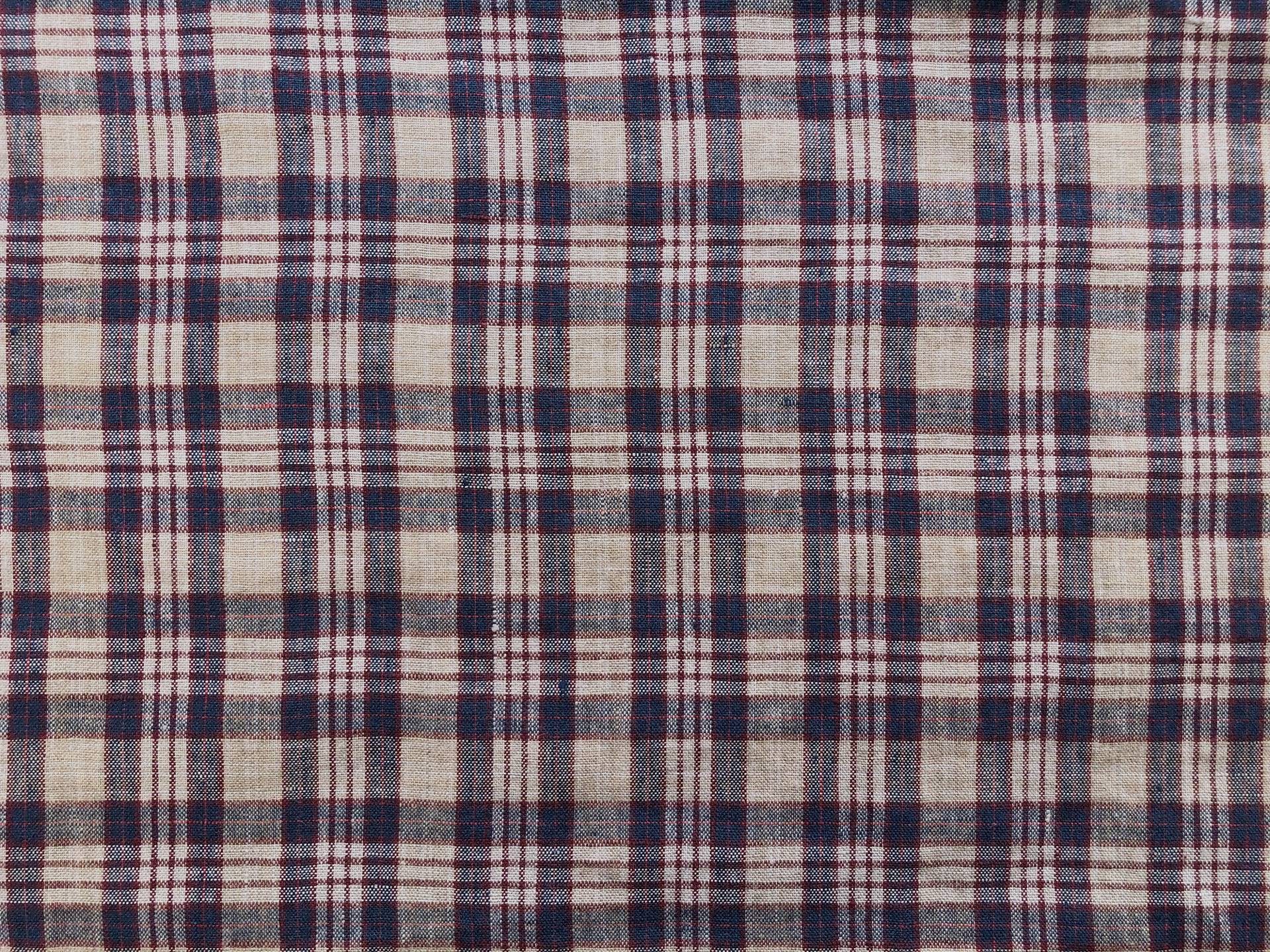 Washed Linen Plaid in Navy & Wine